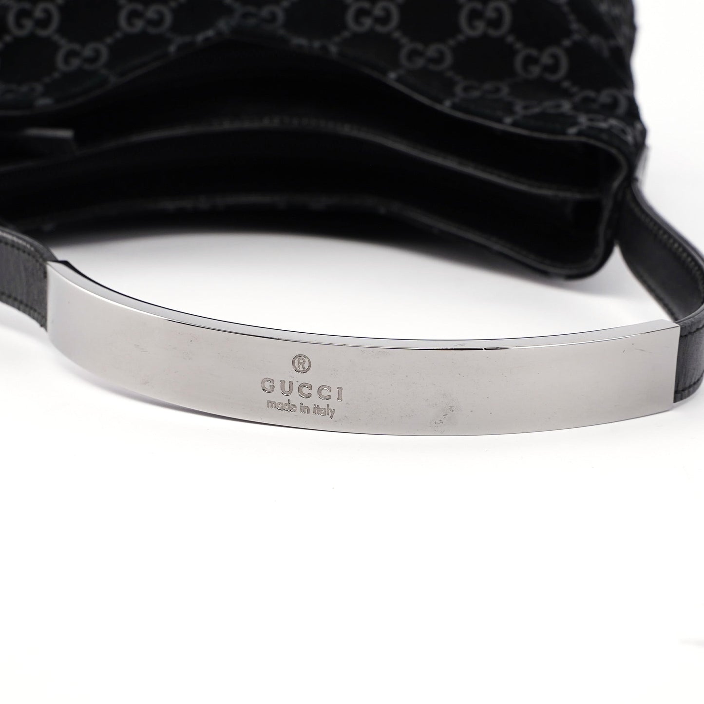 1997 Black Suede GG Hobo Shoulder Bag