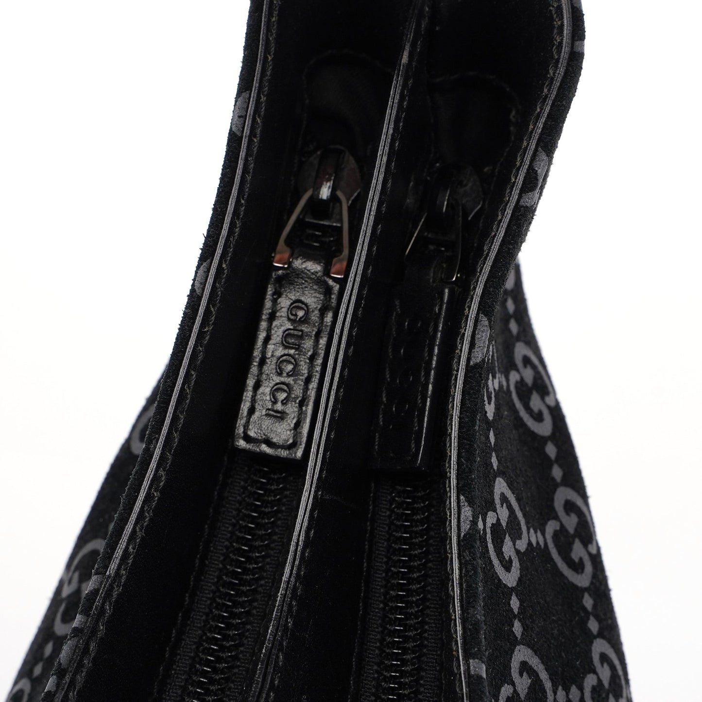 1997 Black Suede GG Hobo Shoulder Bag