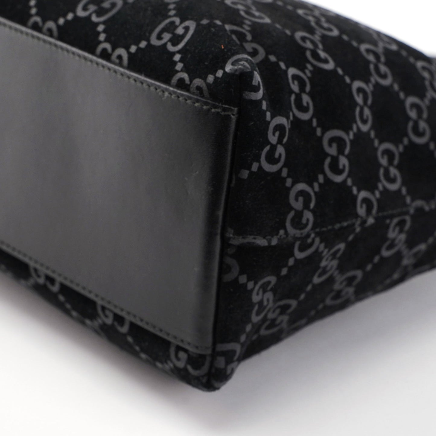 1997 Black Suede GG Hobo Shoulder Bag