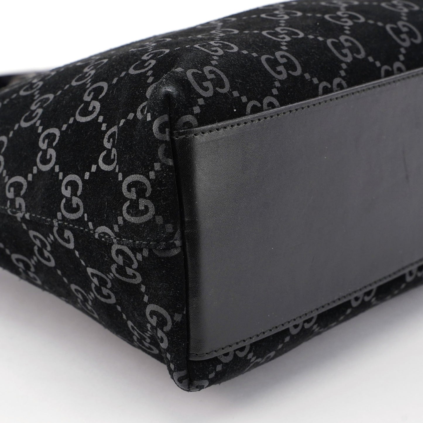 1997 Black Suede GG Hobo Shoulder Bag