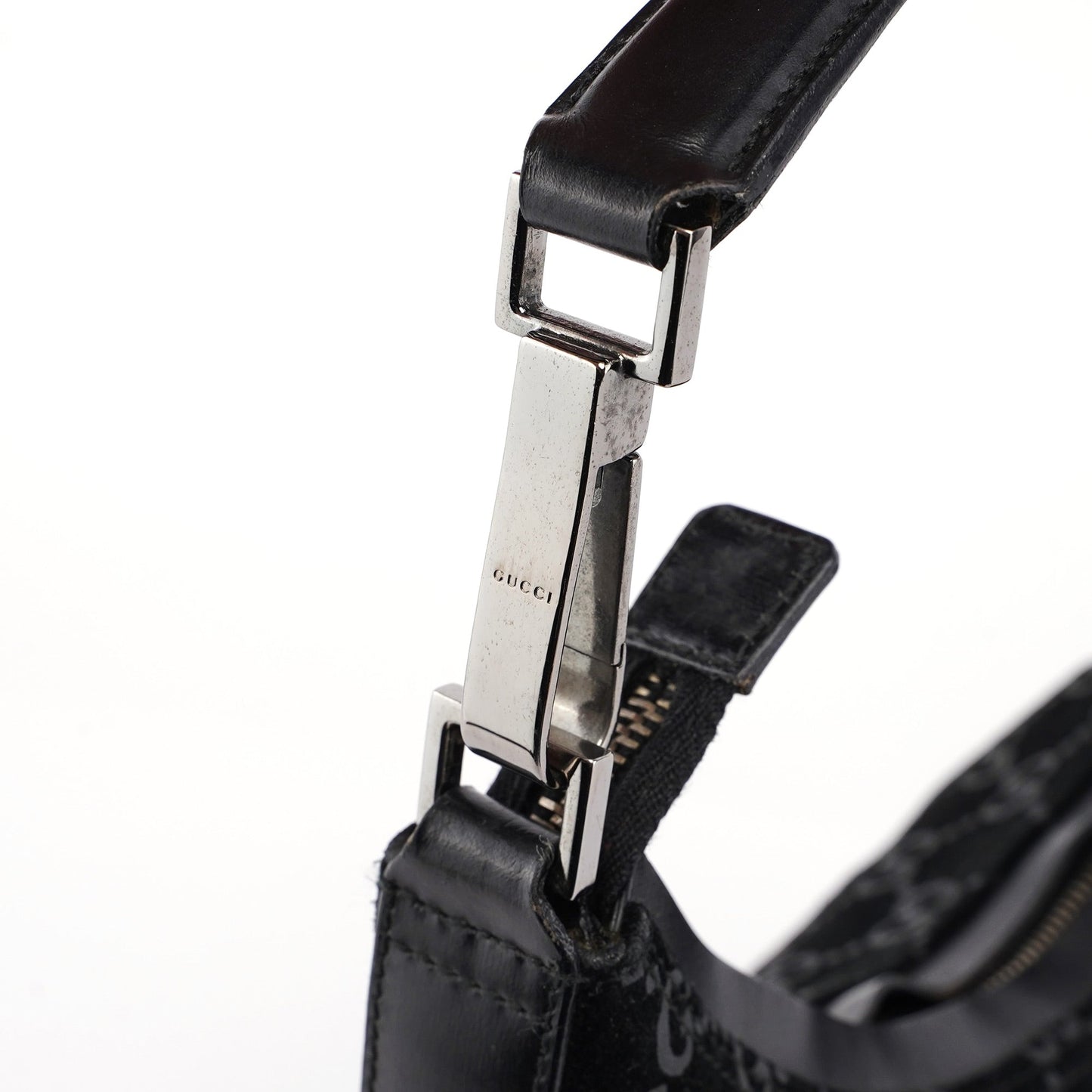 1997 Black Suede GG Hobo Shoulder Bag