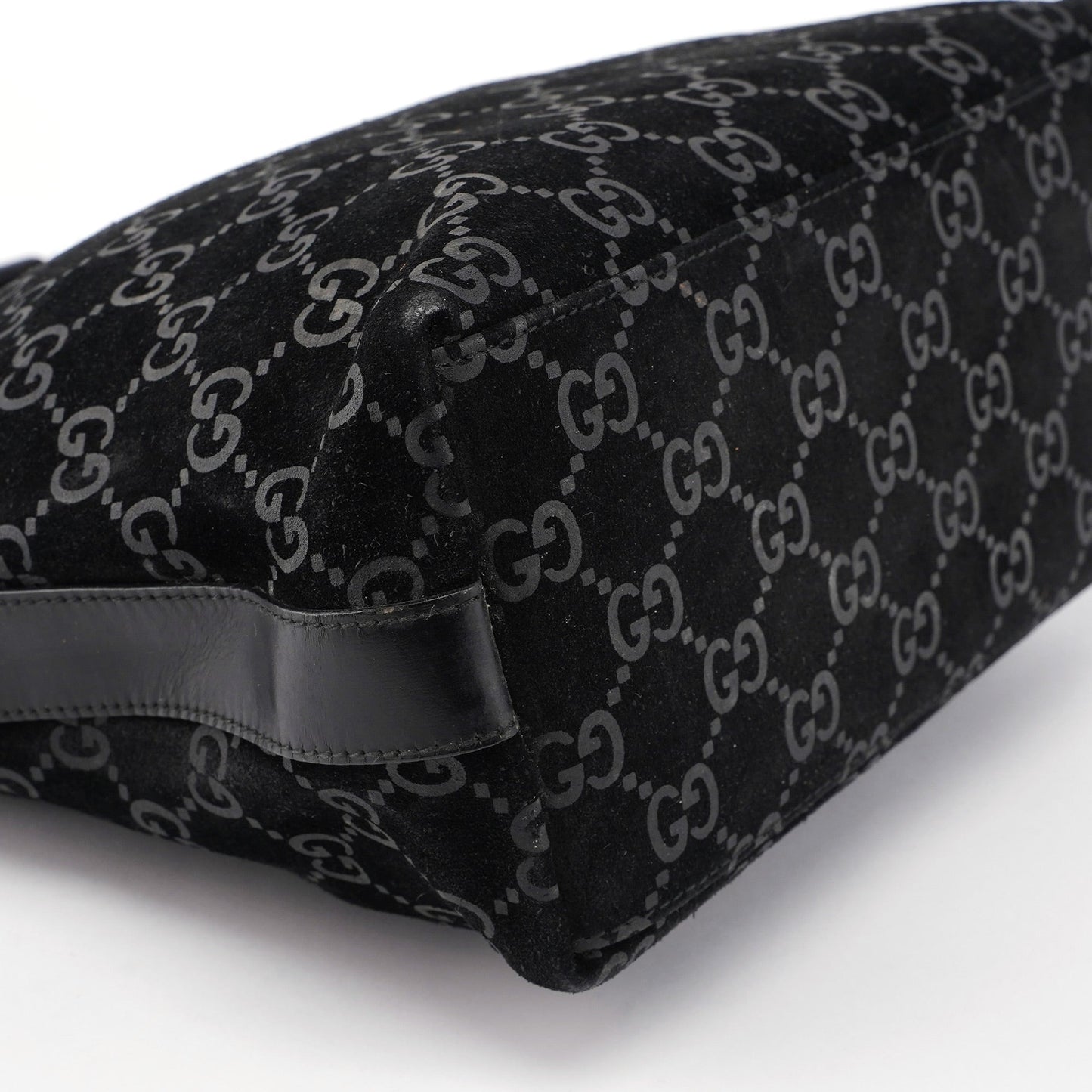 1997 Black Suede GG Hobo Shoulder Bag