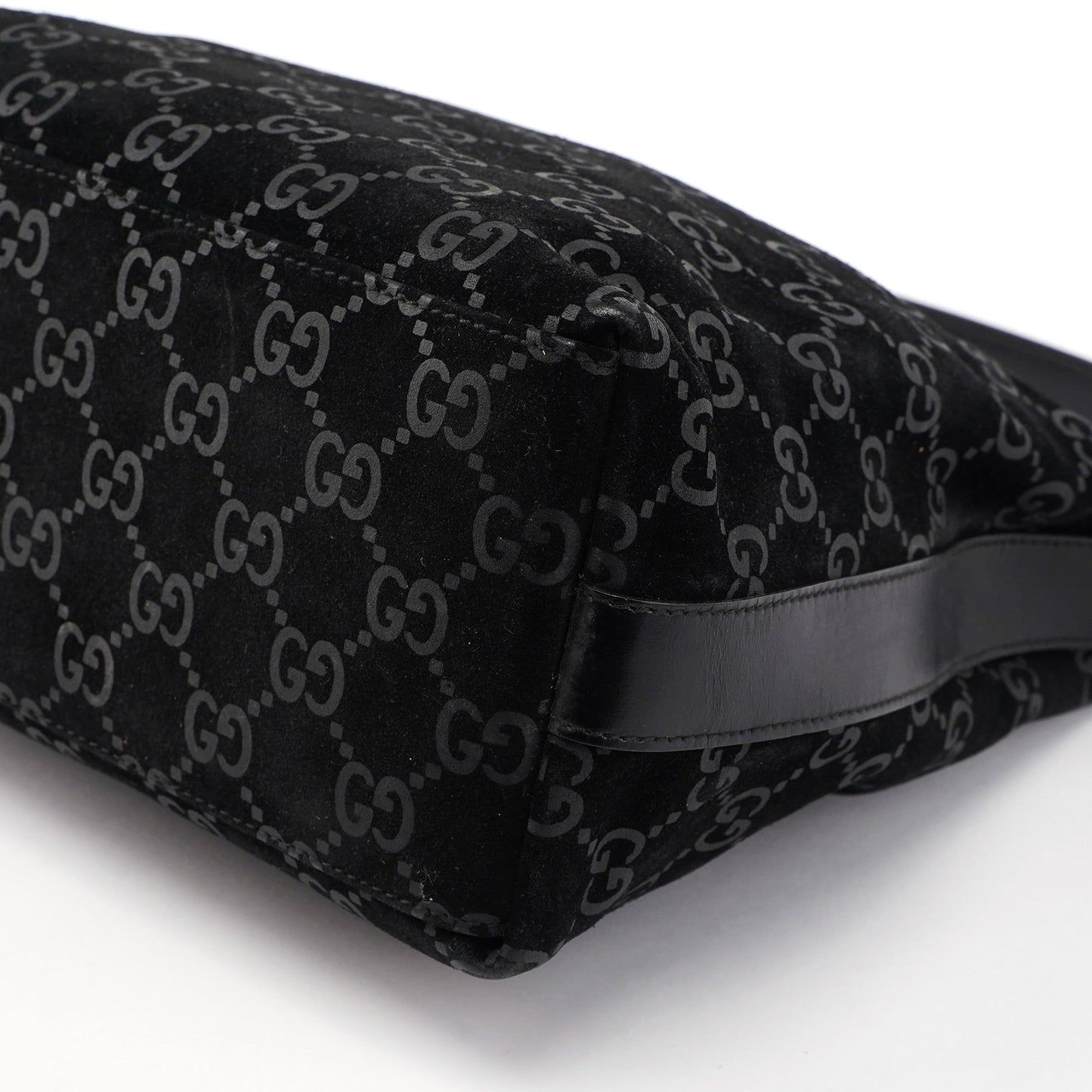 1997 Black Suede GG Hobo Shoulder Bag