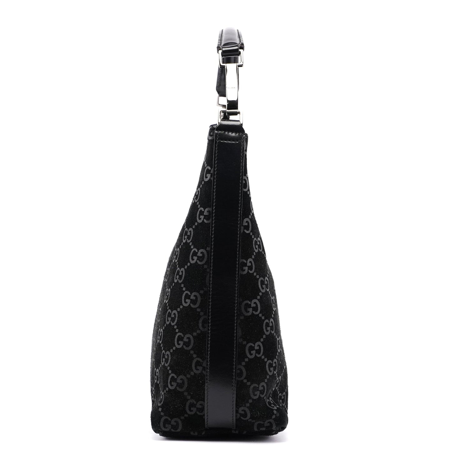 1997 Black Suede GG Hobo Shoulder Bag