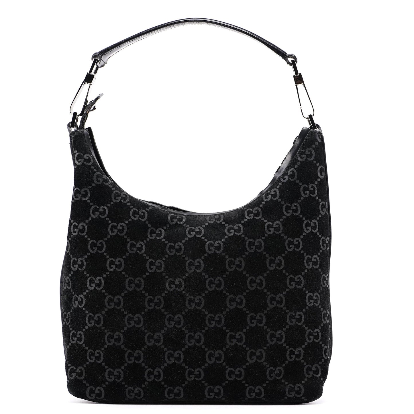 1997 Black Suede GG Hobo Shoulder Bag