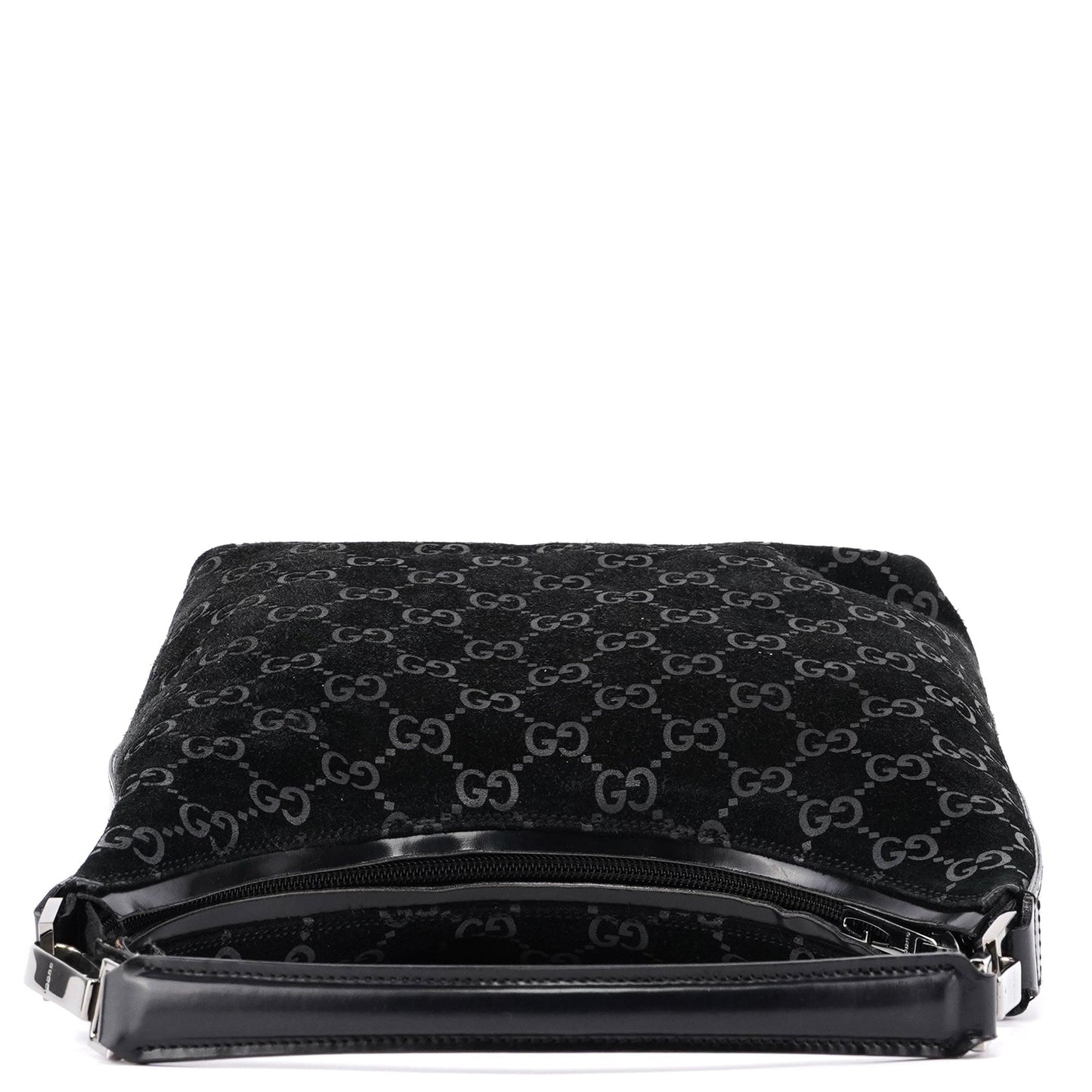 1997 Black Suede GG Hobo Shoulder Bag