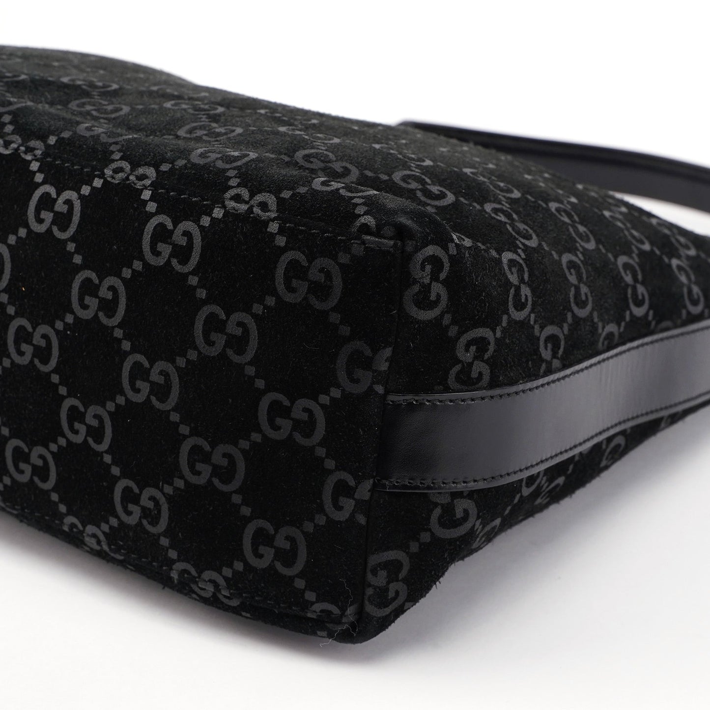 1997 Black Suede GG Hobo Shoulder Bag