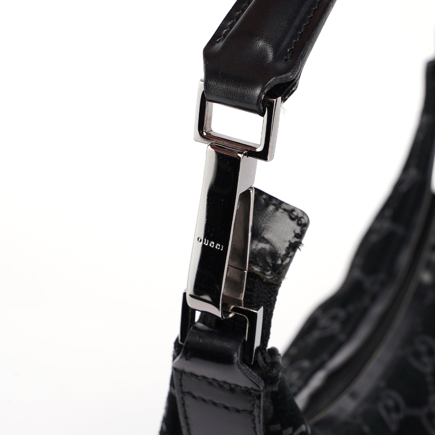 1997 Black Suede GG Hobo Shoulder Bag