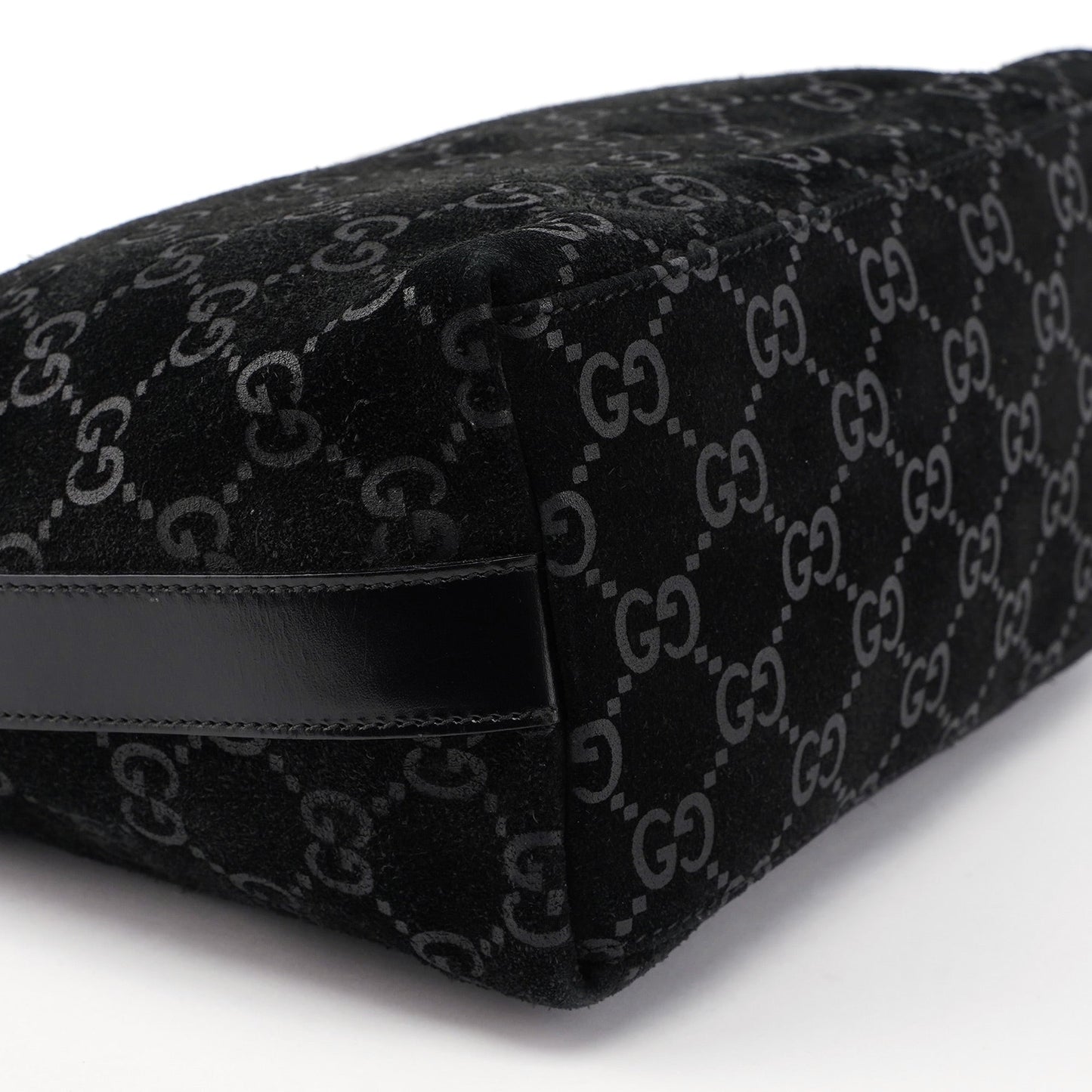 1997 Black Suede GG Hobo Shoulder Bag