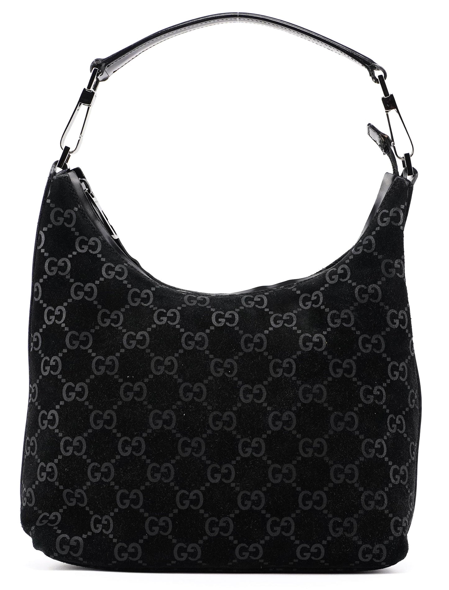 1997 Black Suede GG Hobo Shoulder Bag