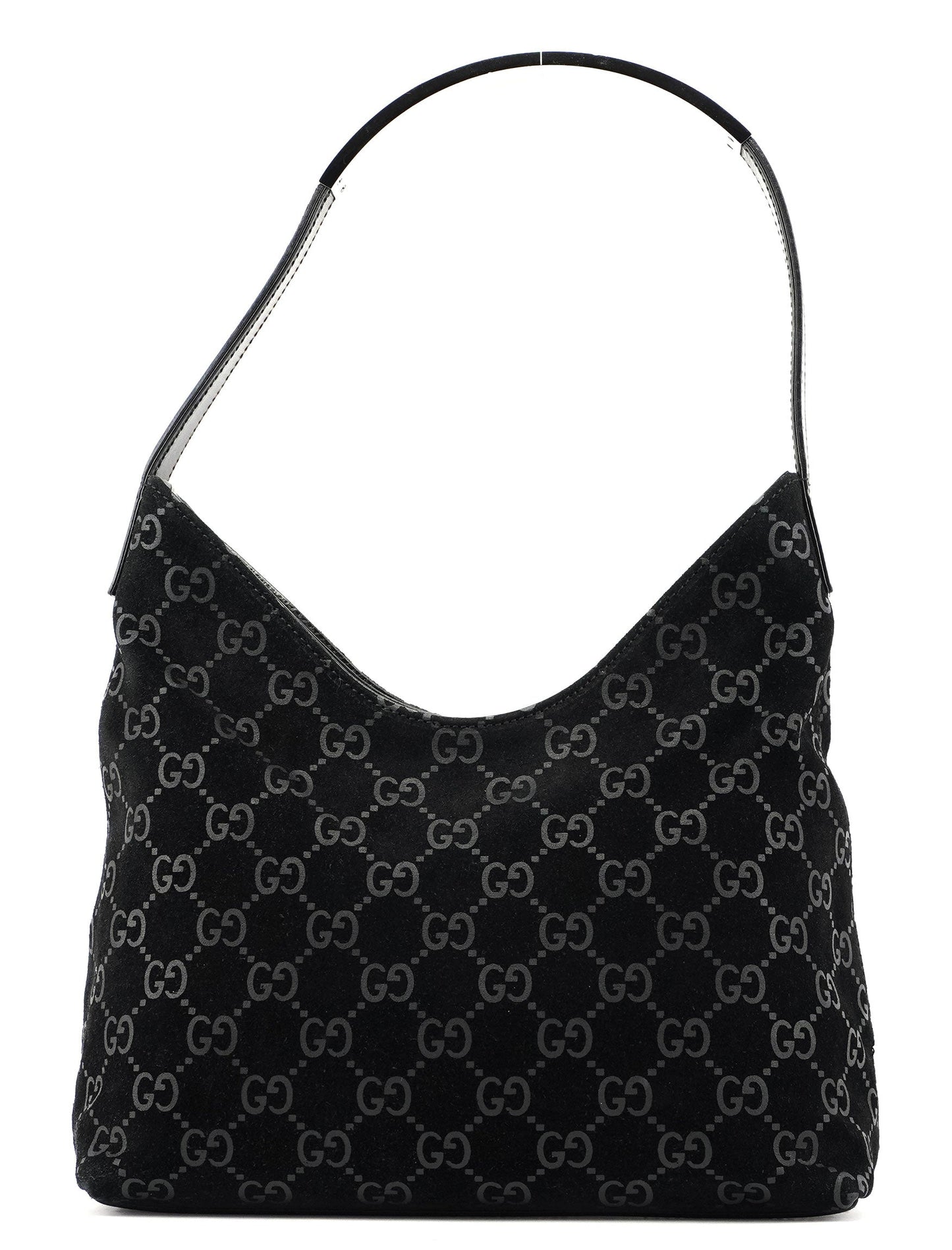 1997 Black Suede GG Hobo Shoulder Bag