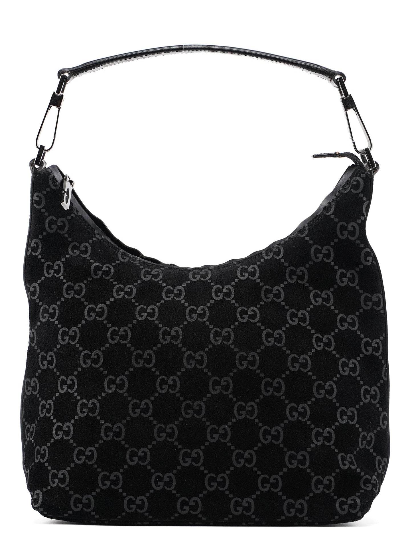 1997 Black Suede GG Hobo Shoulder Bag
