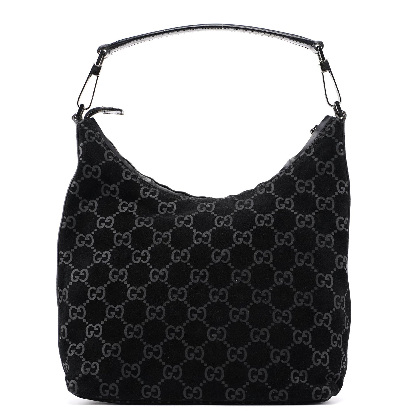 1997 Black Suede GG Hobo Shoulder Bag