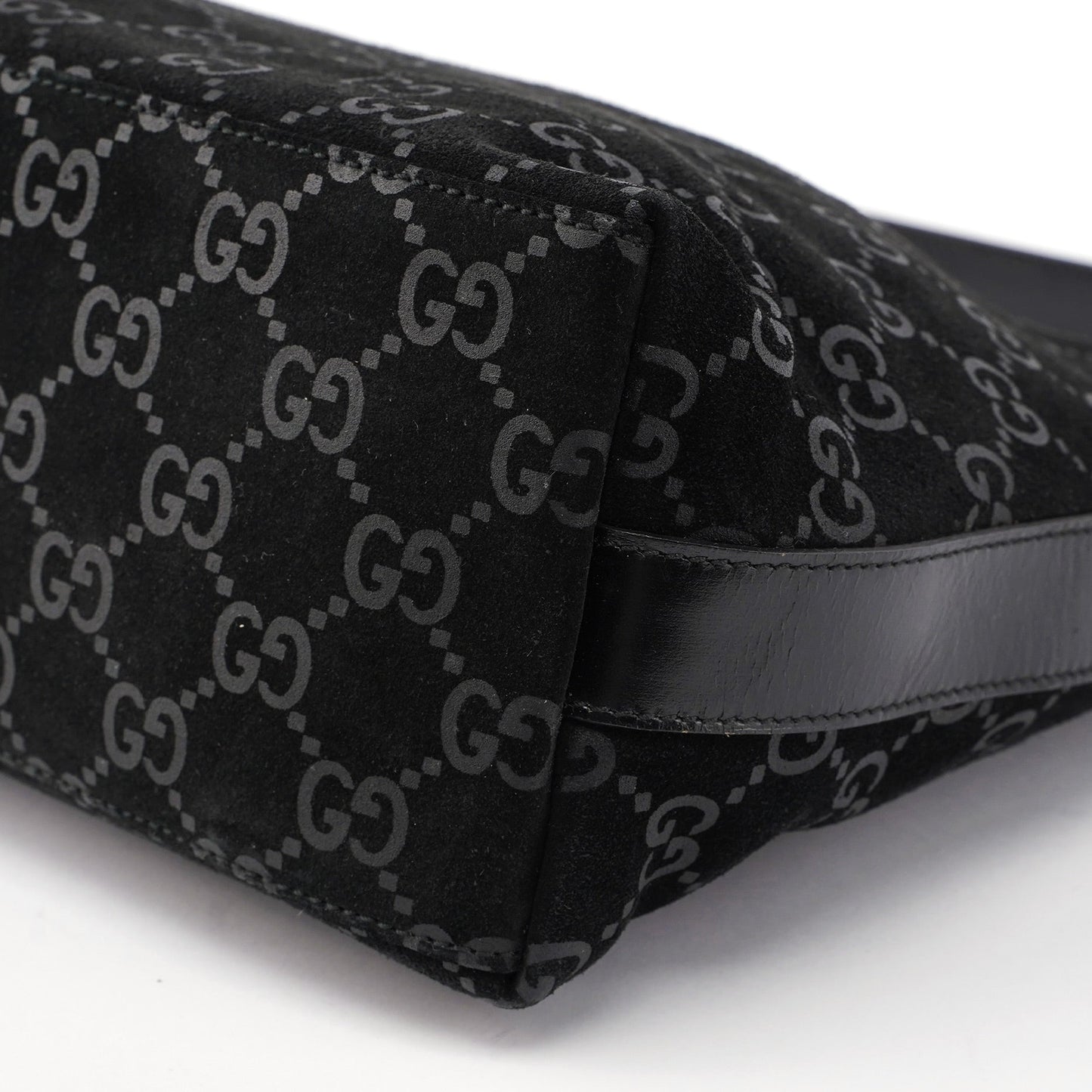 1997 Black Suede GG Hobo Shoulder Bag