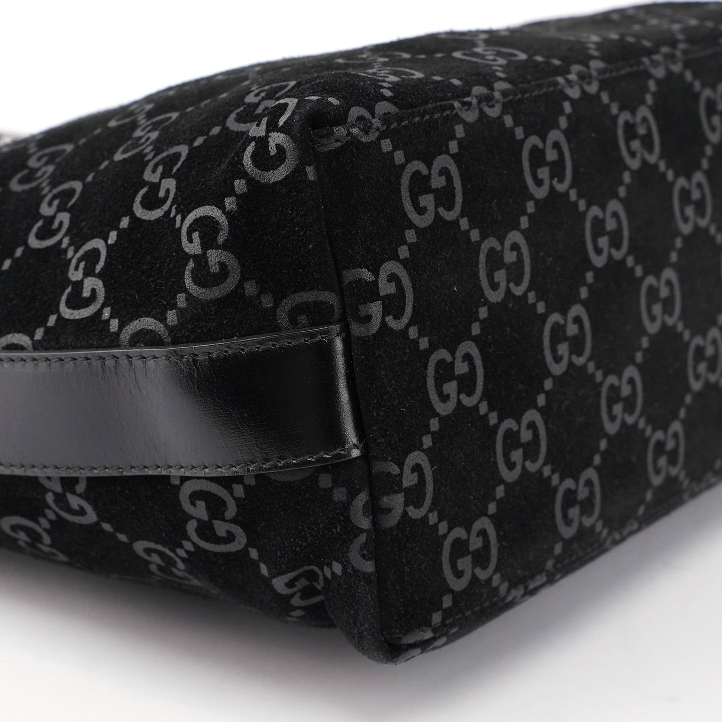 1997 Black Suede GG Hobo Shoulder Bag