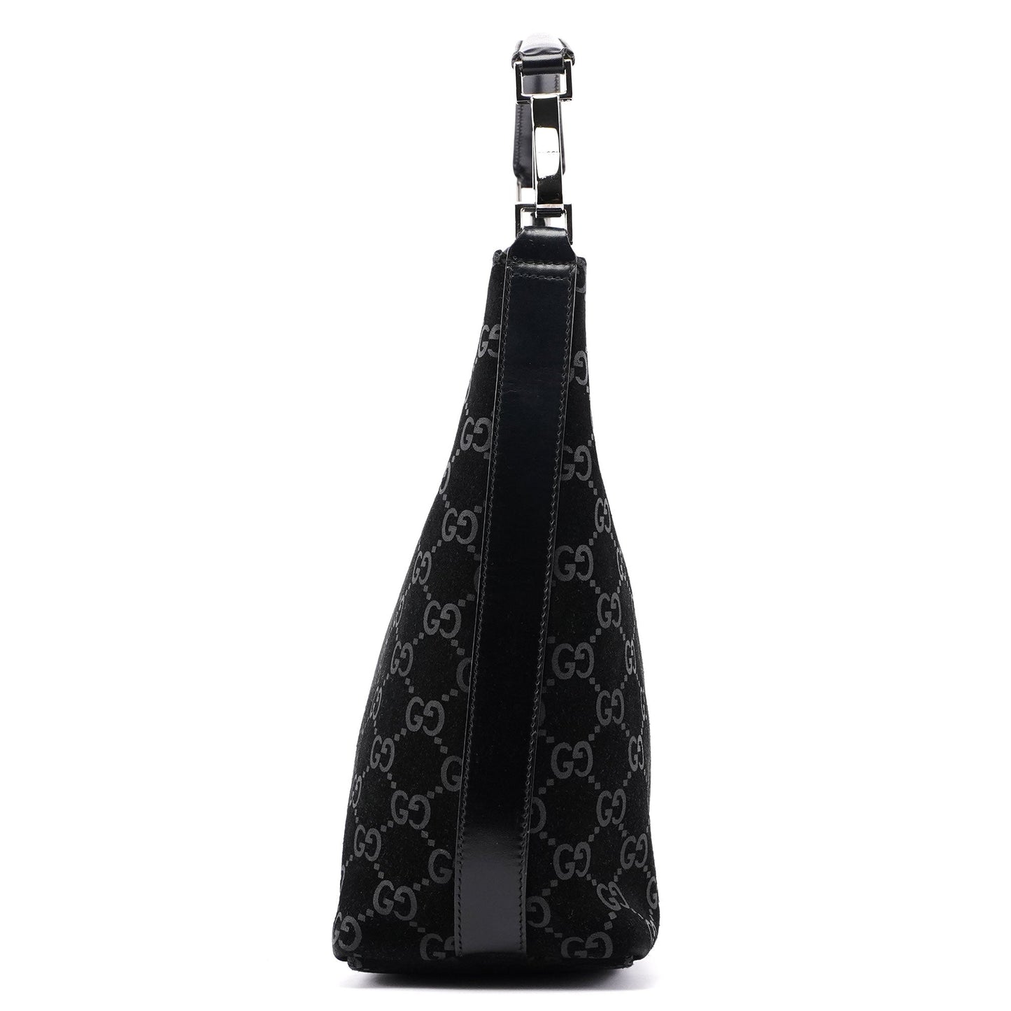 1997 Black Suede GG Hobo Shoulder Bag