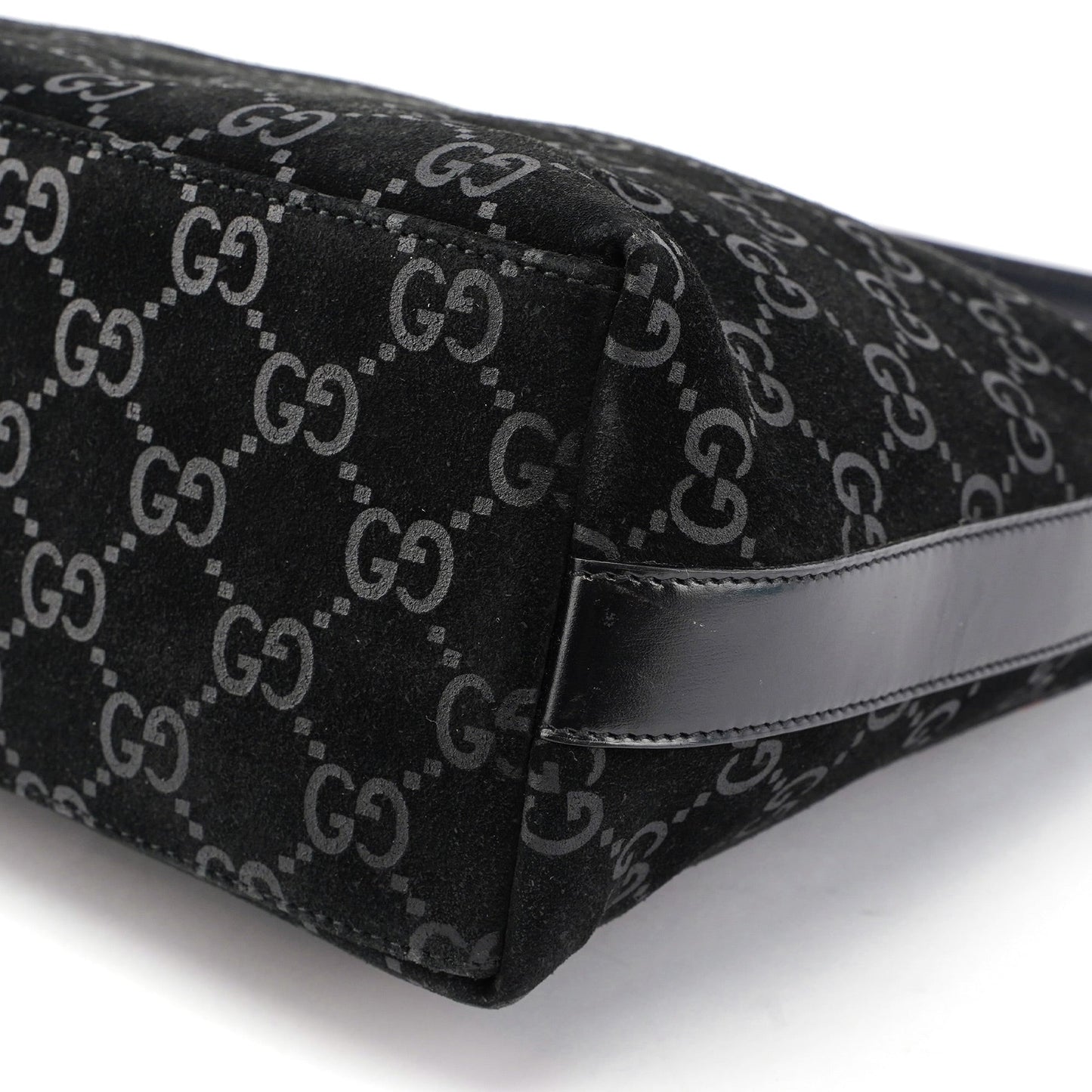 1997 Black Suede GG Hobo Shoulder Bag