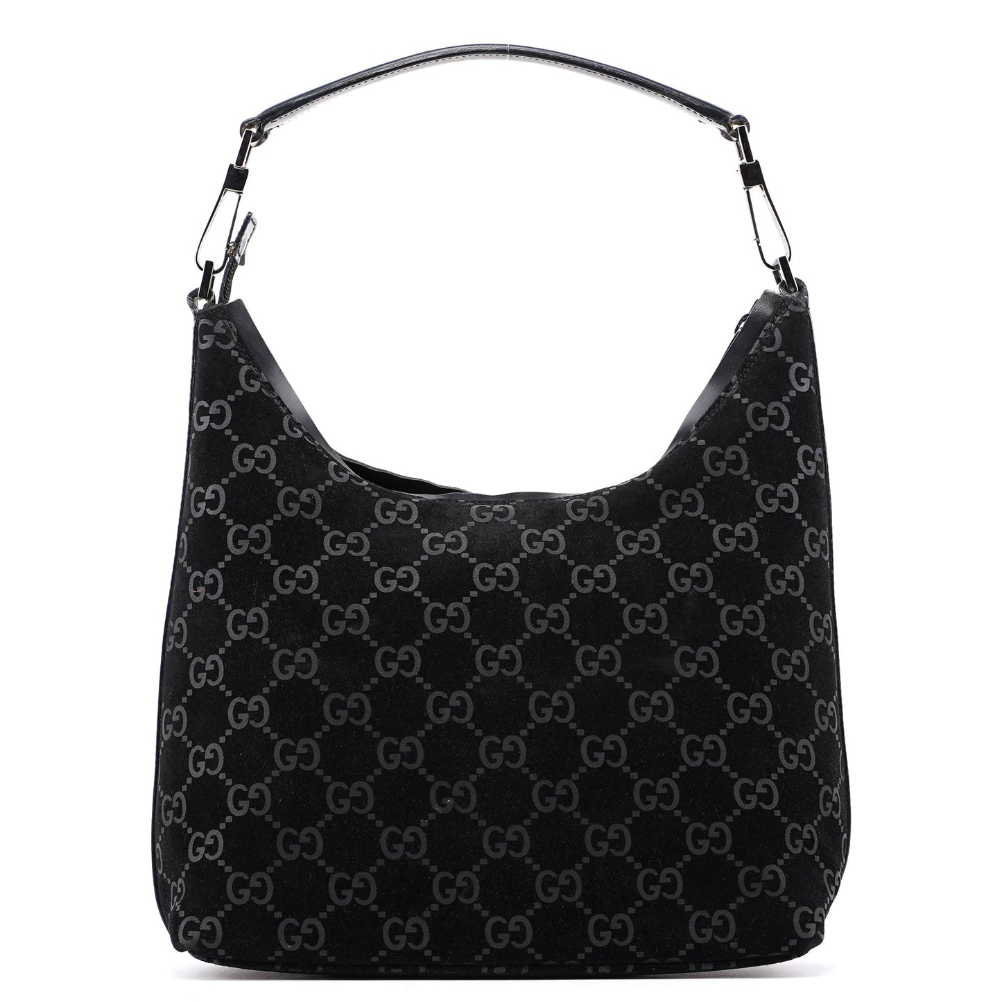 1997 Black Suede GG Hobo Shoulder Bag