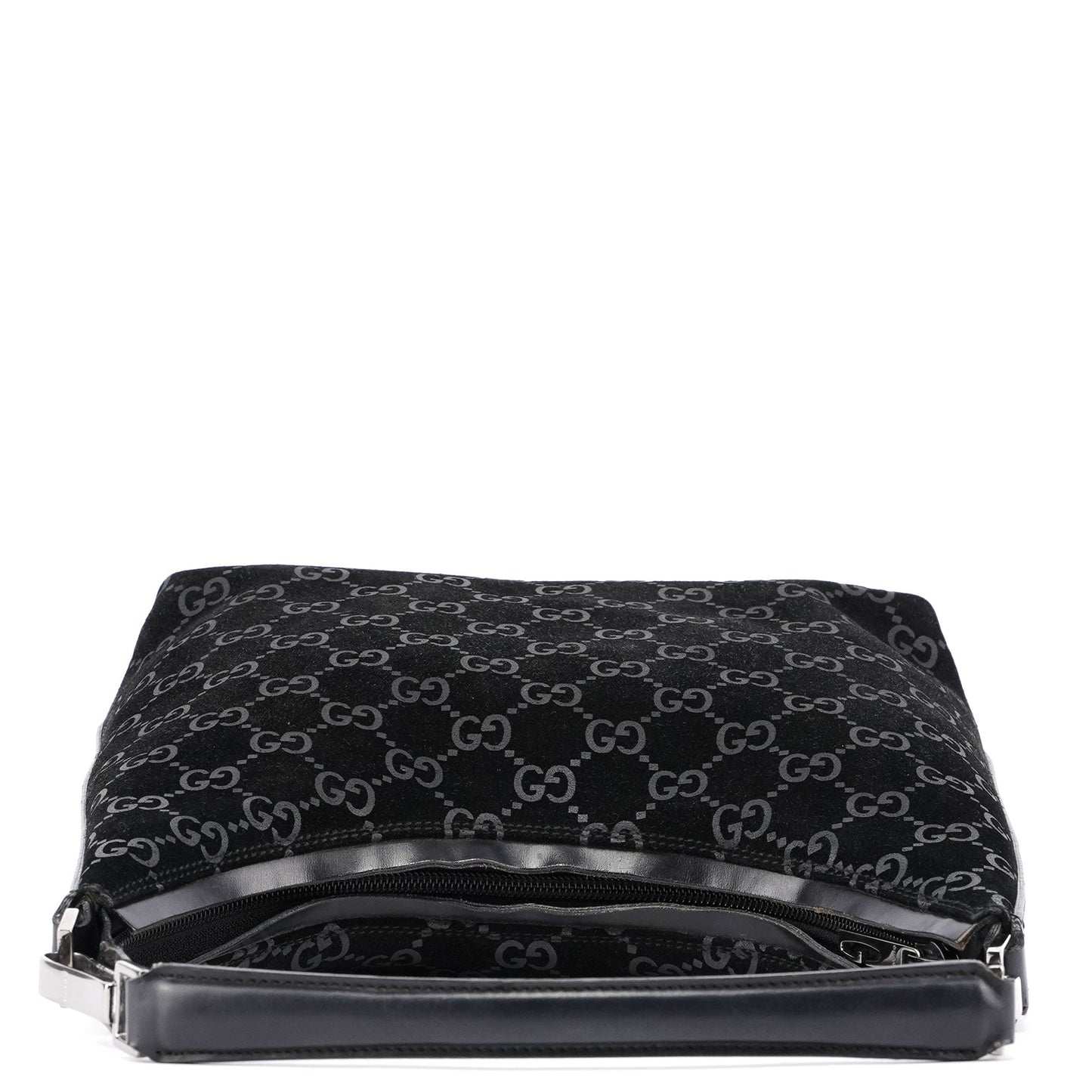 1997 Black Suede GG Hobo Shoulder Bag