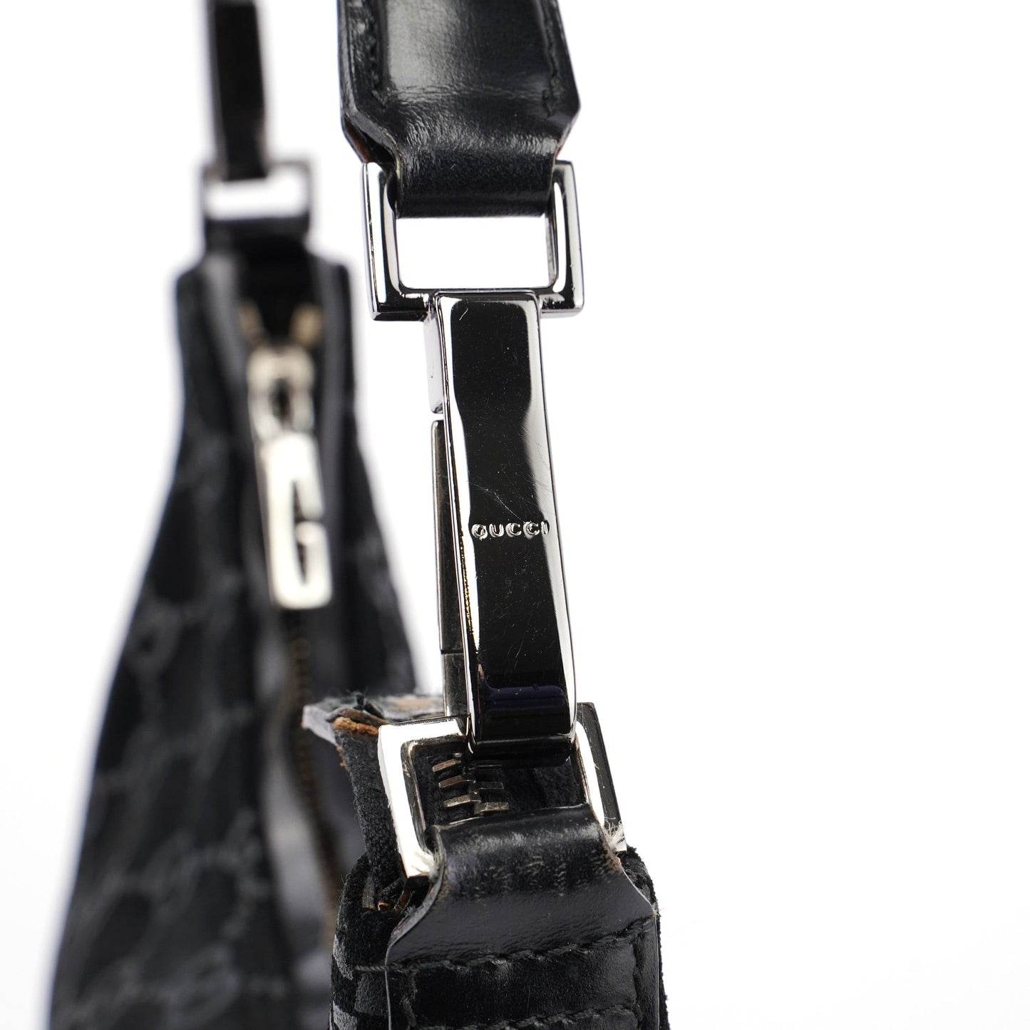 1997 Black Suede GG Shoulder Bag