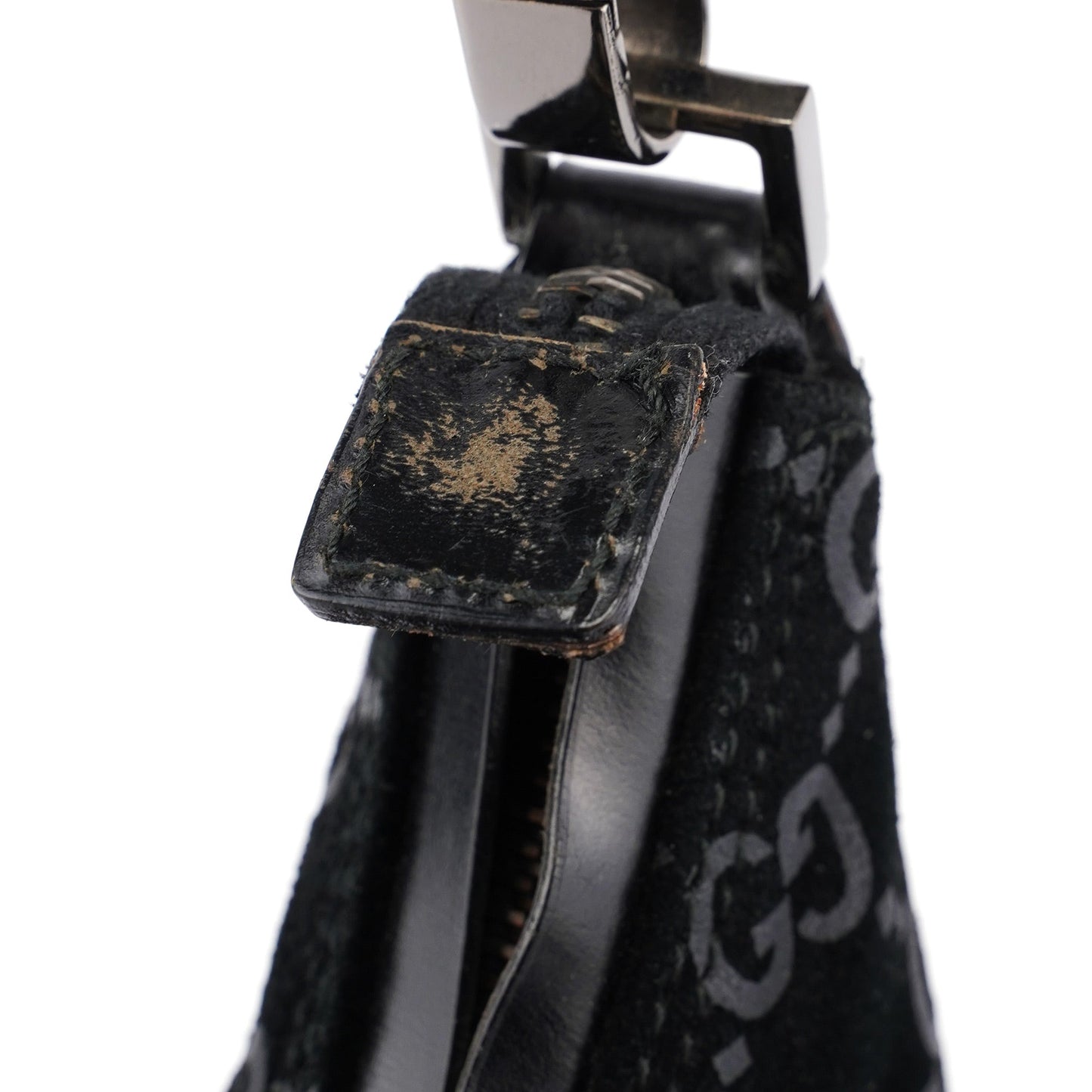 1997 Black Suede GG Shoulder Bag