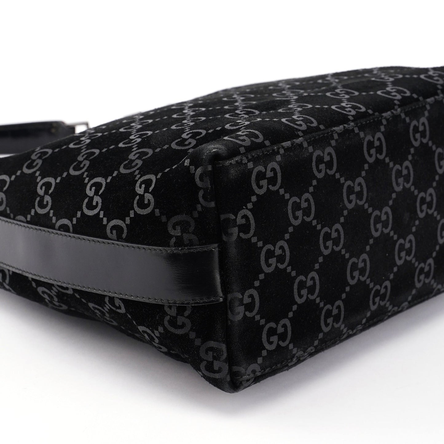 1997 Black Suede GG Shoulder Bag