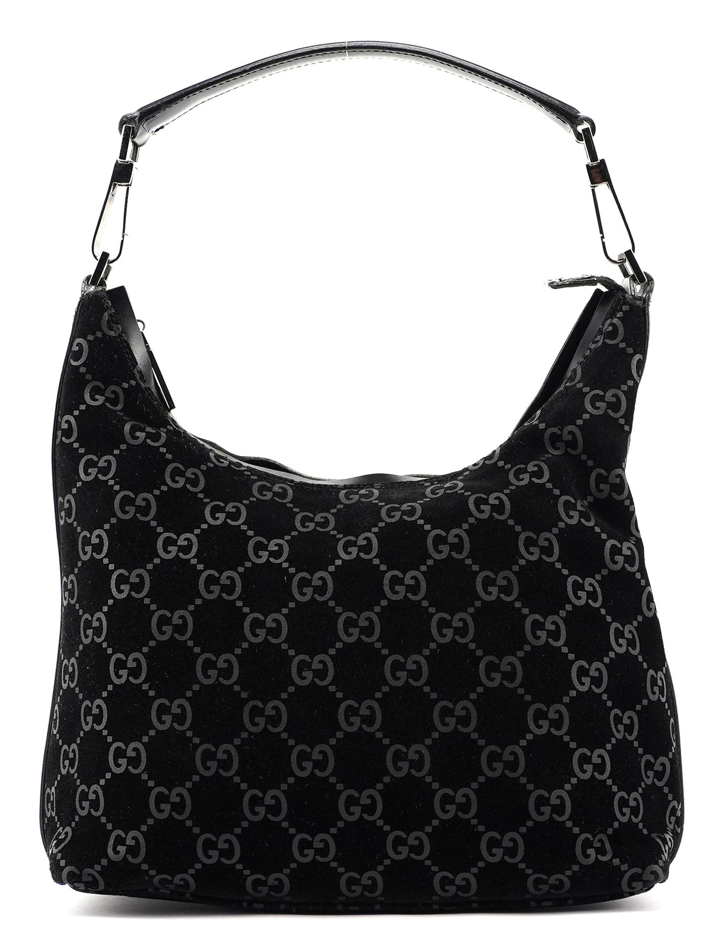 1997 Black Suede GG Shoulder Bag