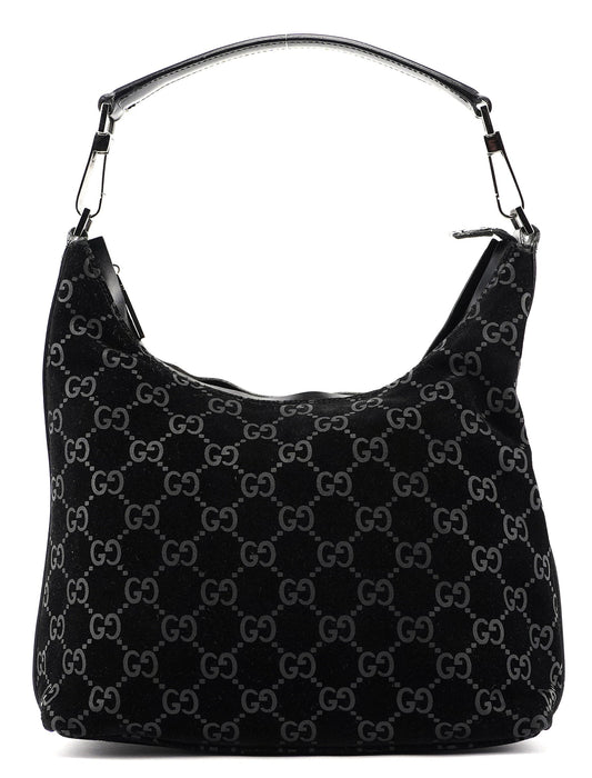 1997 Black Suede GG Shoulder Bag