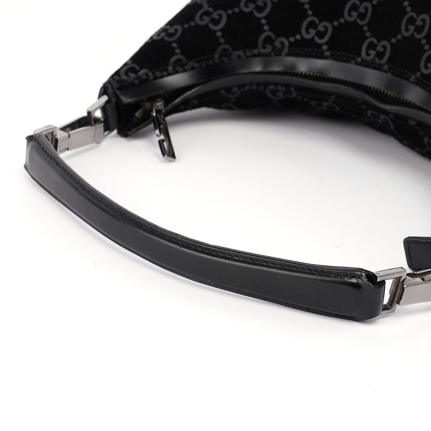 1997 Black Suede GG Shoulder Bag