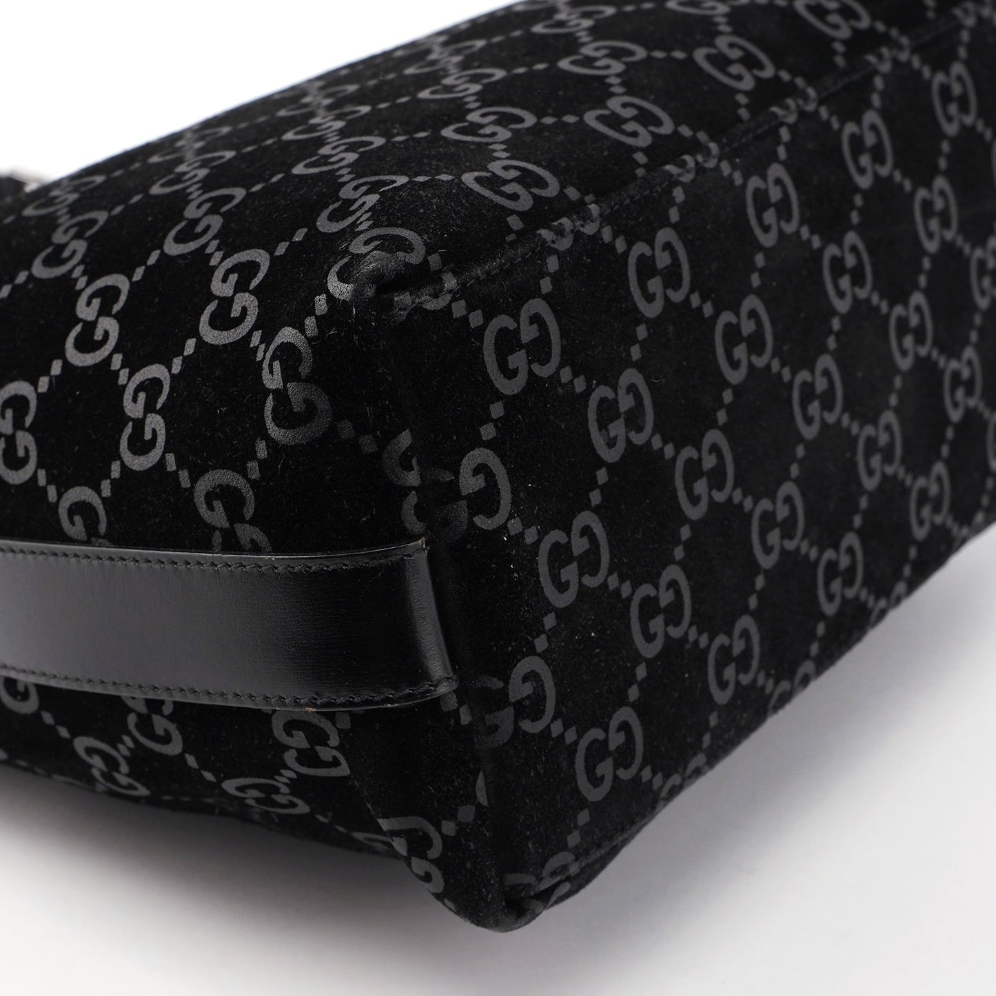 1997 Black Suede GG Shoulder Bag