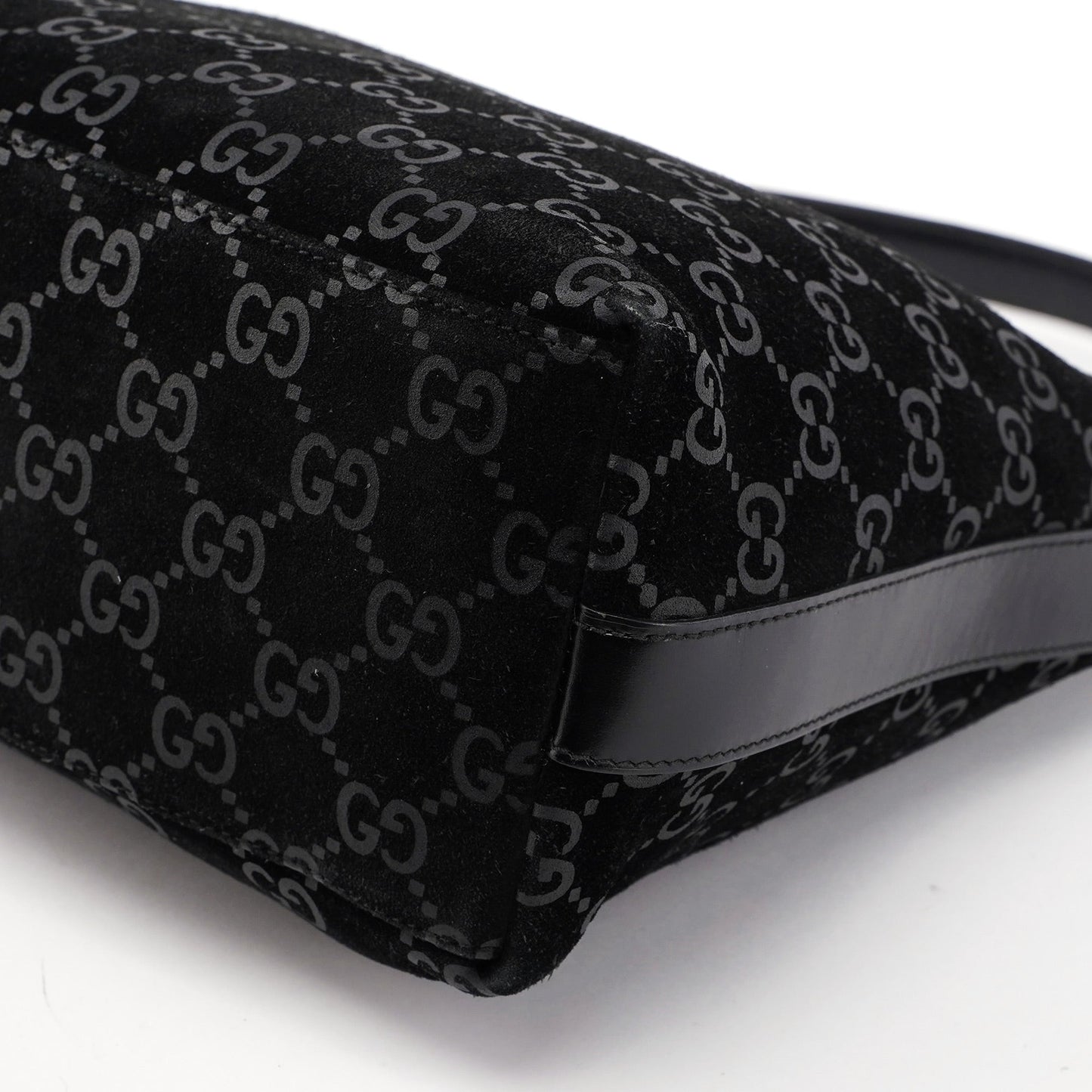 1997 Black Suede GG Shoulder Bag