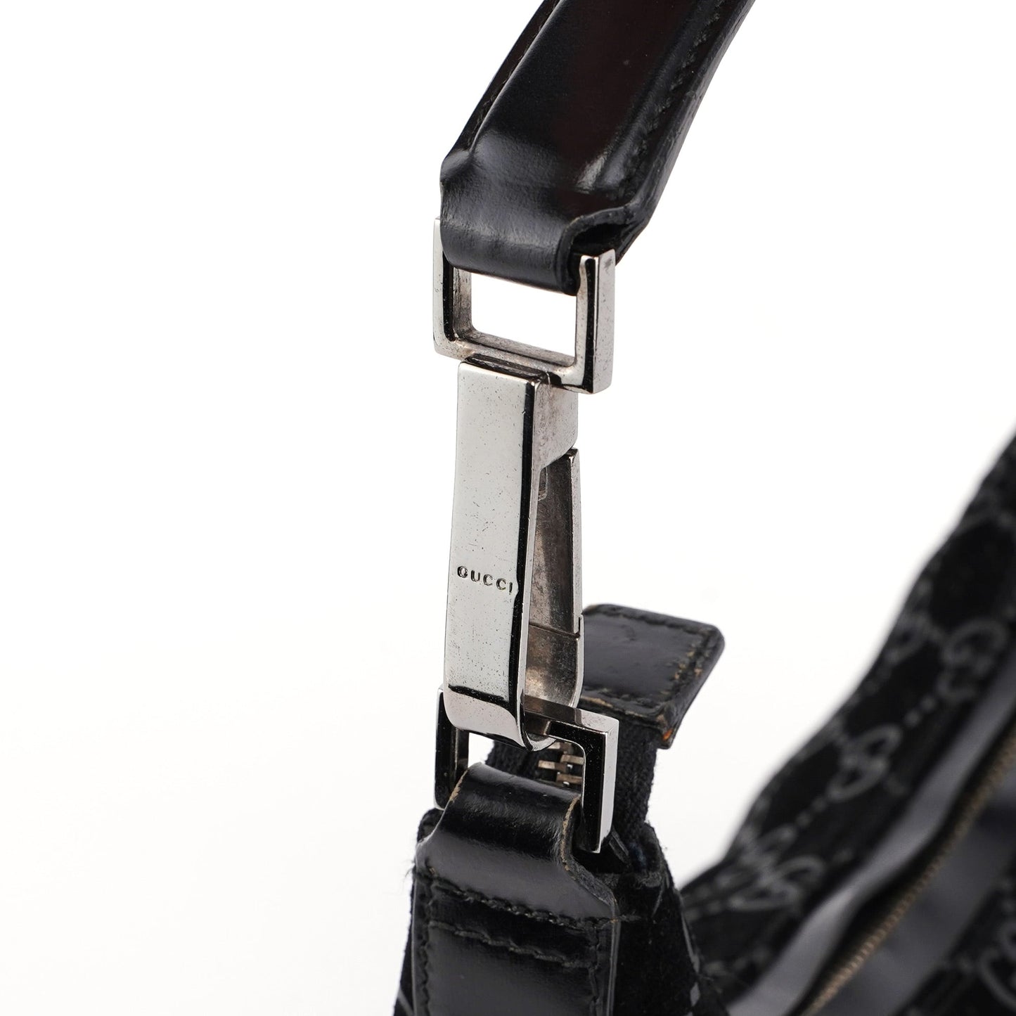 1997 Black Suede GG Shoulder Bag