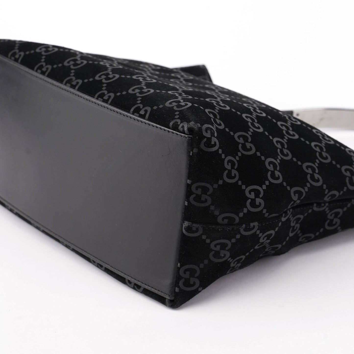 1997 Black Suede GG Shoulder Bag