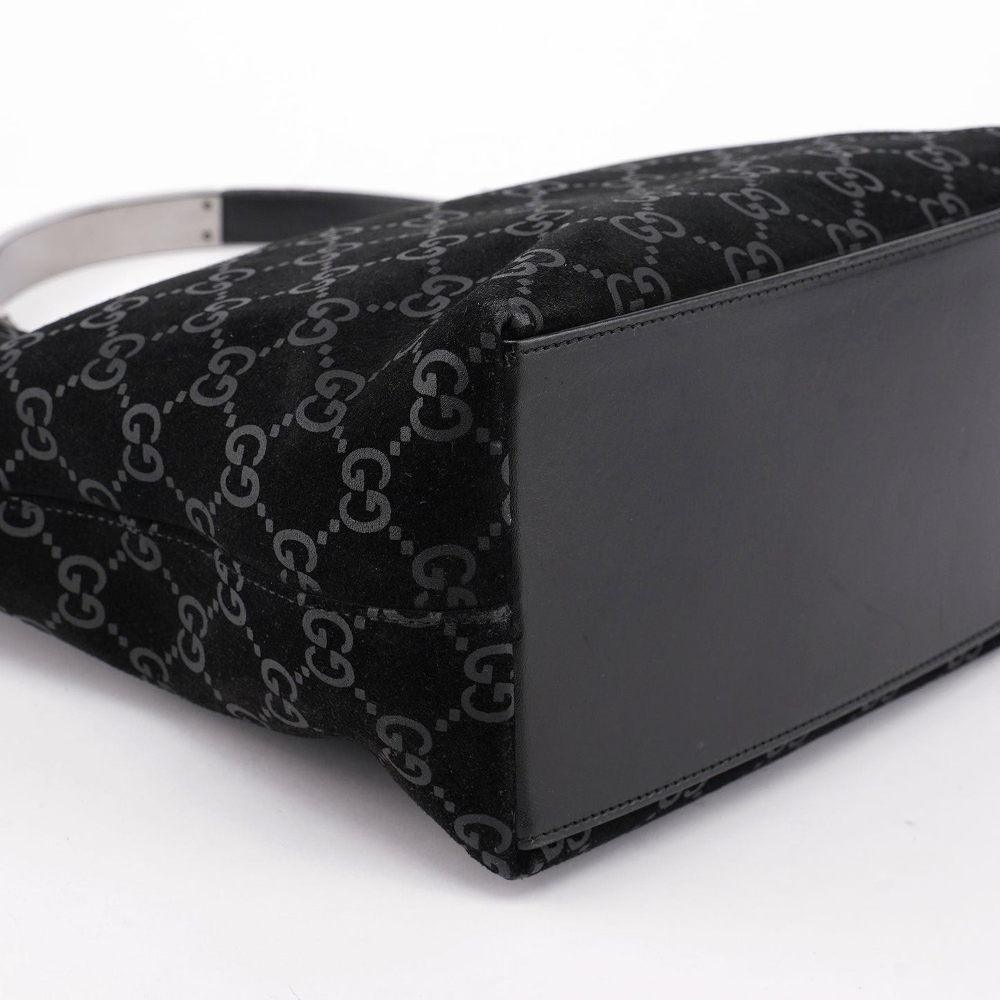 1997 Black Suede GG Shoulder Bag