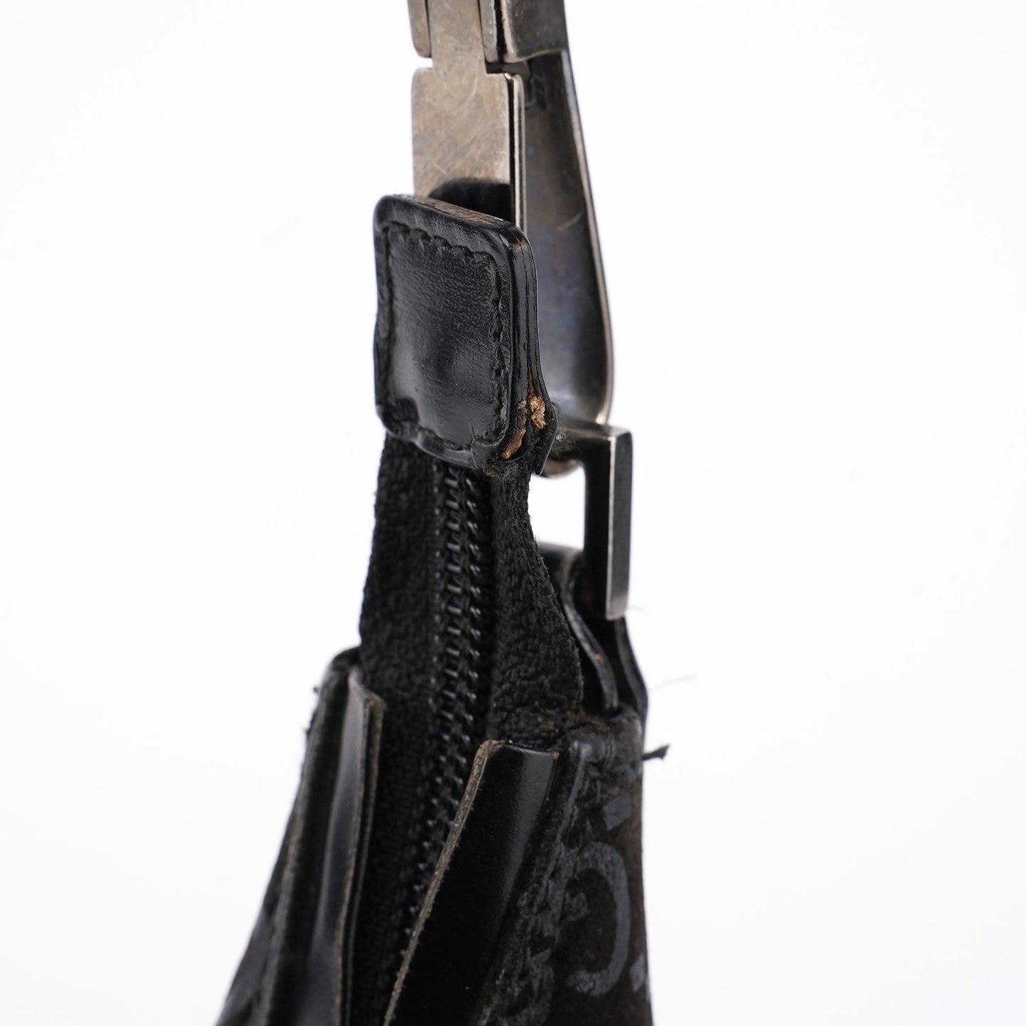 1997 Black Suede GG Shoulder Bag