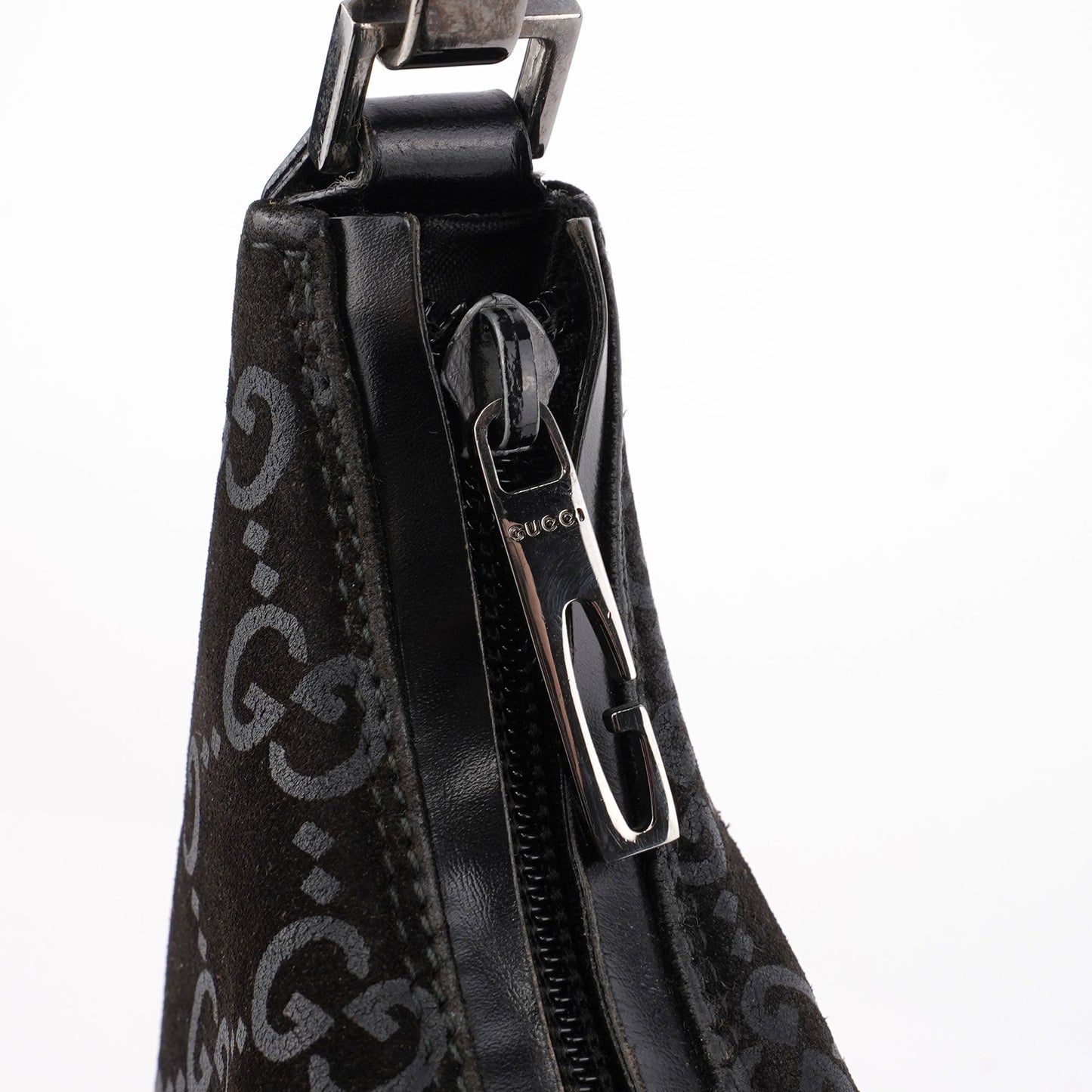 1997 Black Suede GG Shoulder Bag