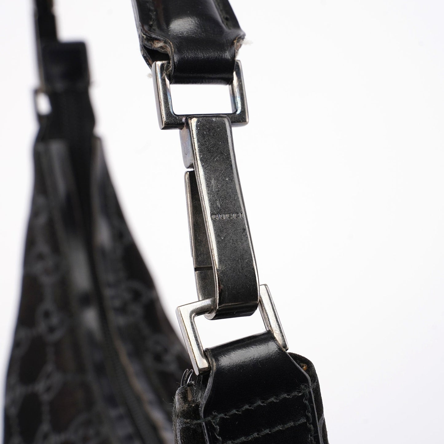 1997 Black Suede GG Shoulder Bag