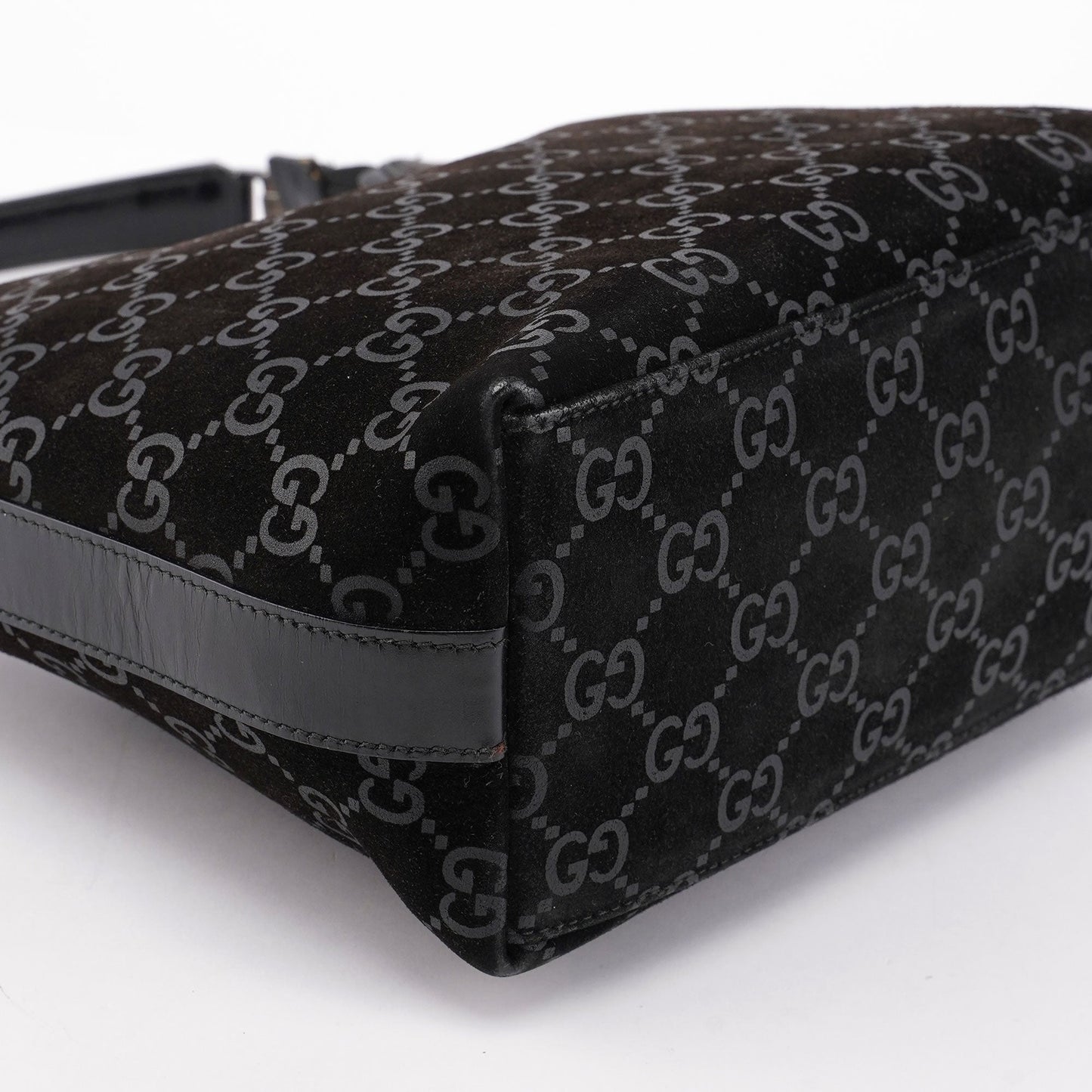 1997 Black Suede GG Shoulder Bag