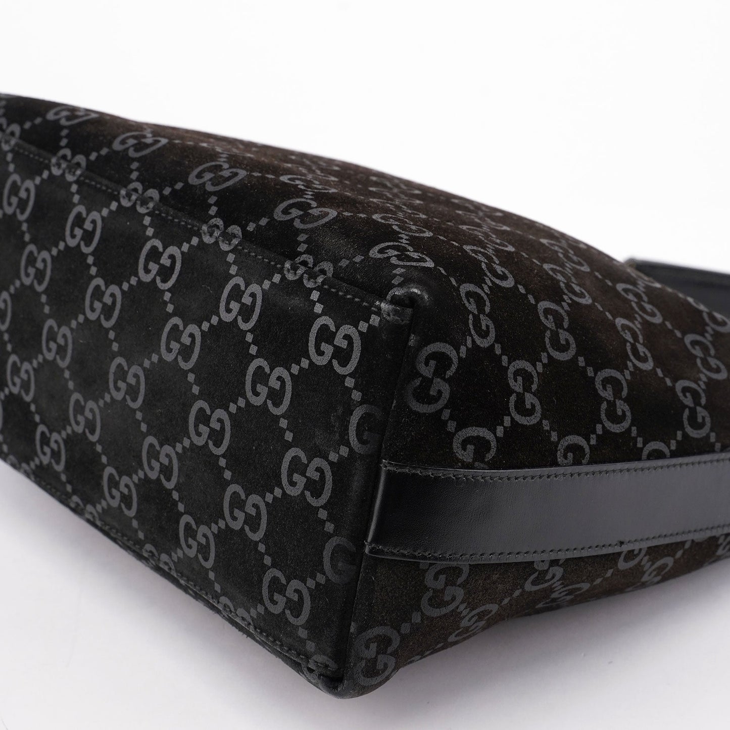 1997 Black Suede GG Shoulder Bag