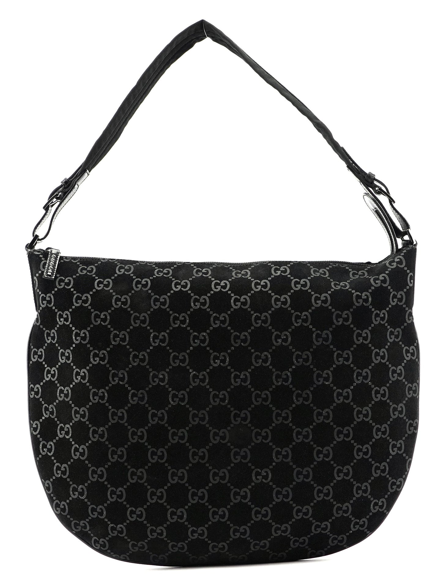 1997 Black Suede GG Shoulder Bag