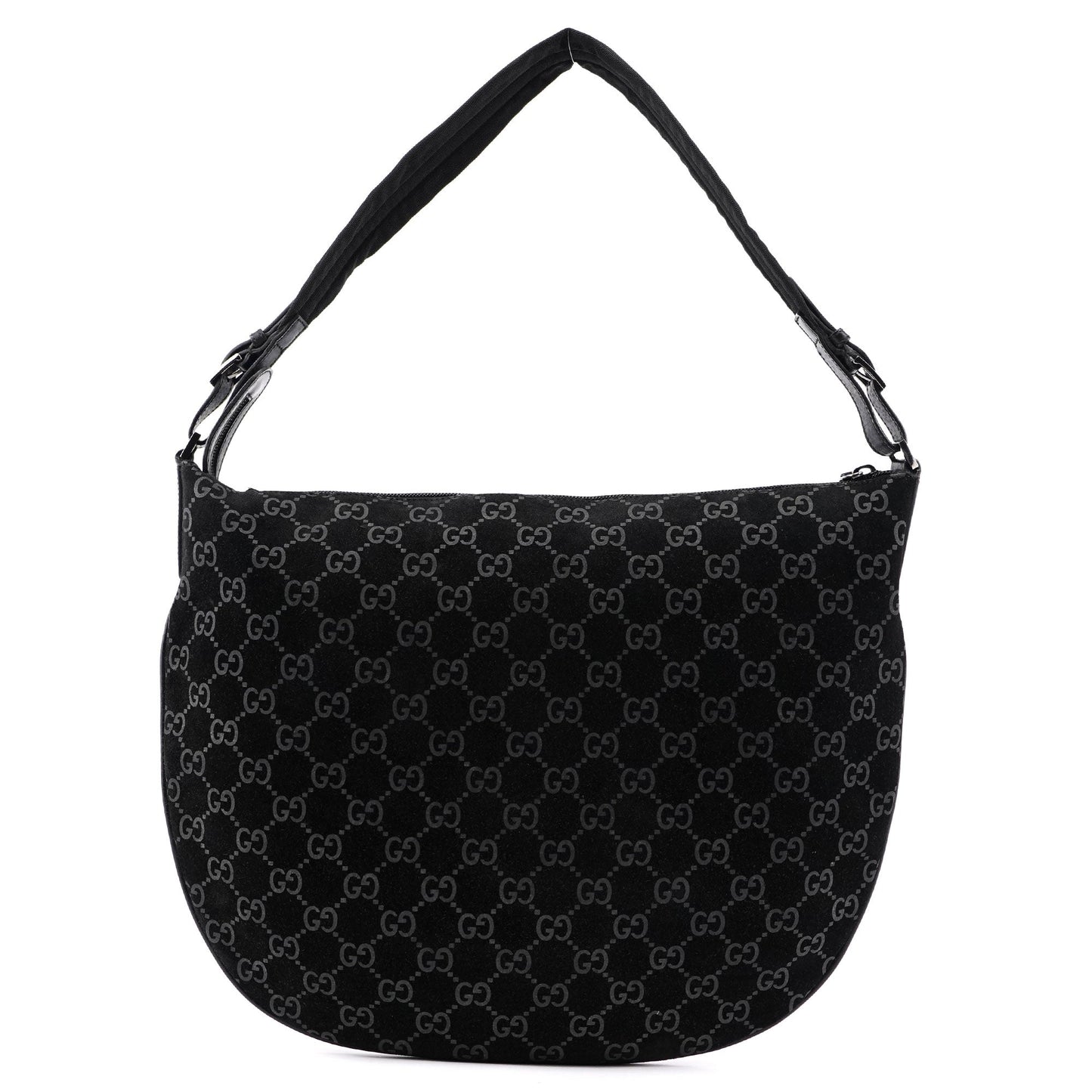 1997 Black Suede GG Shoulder Bag