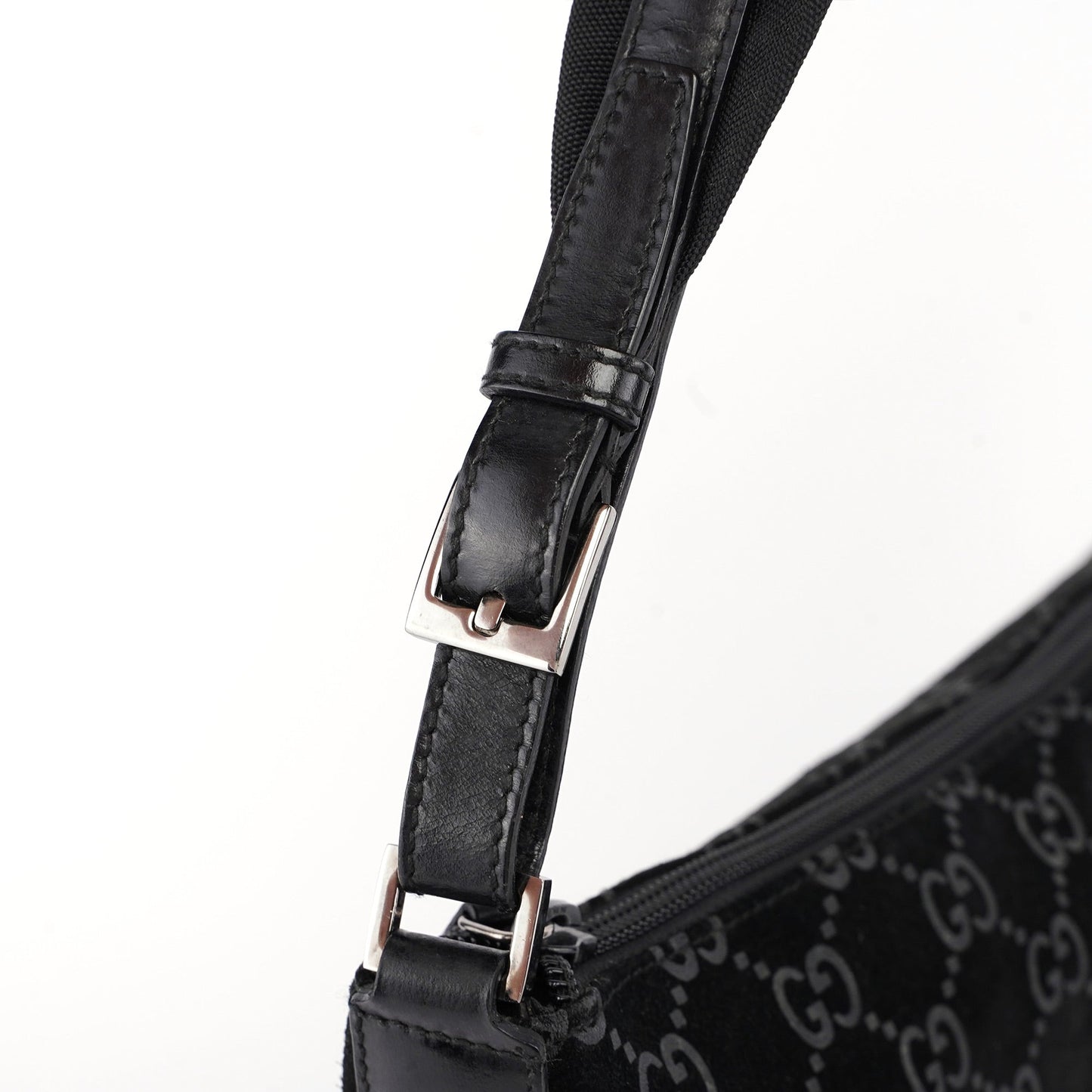 1997 Black Suede GG Shoulder Bag