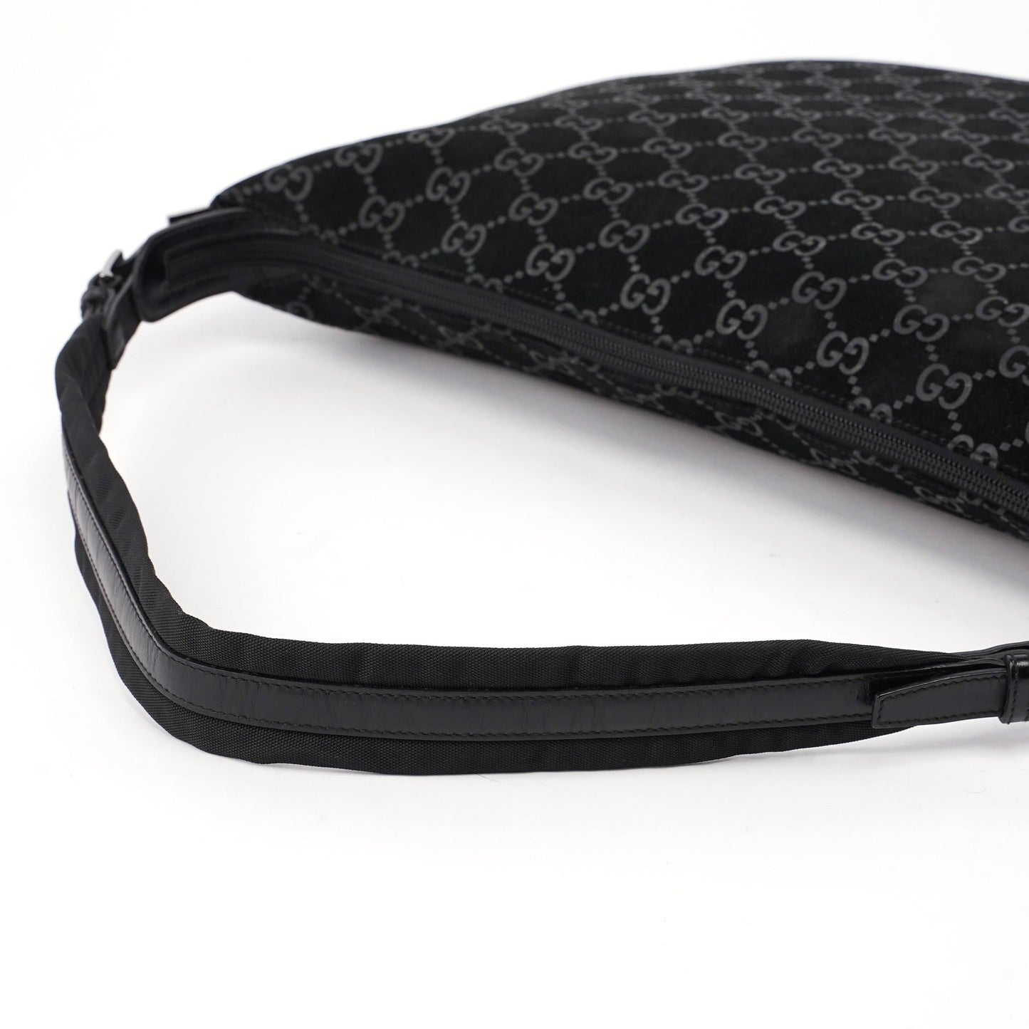 1997 Black Suede GG Shoulder Bag