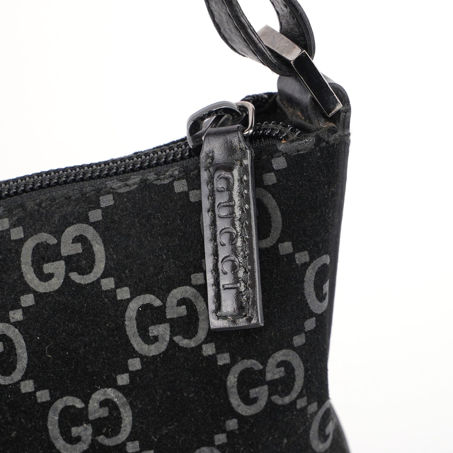 1997 Black Suede GG Shoulder Bag