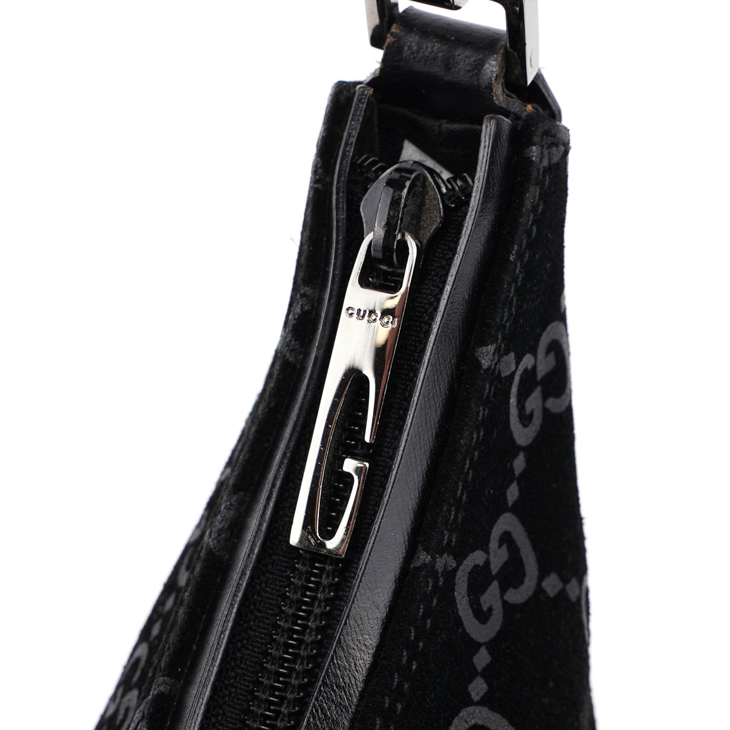1997 Black Suede GG Shoulder Bag