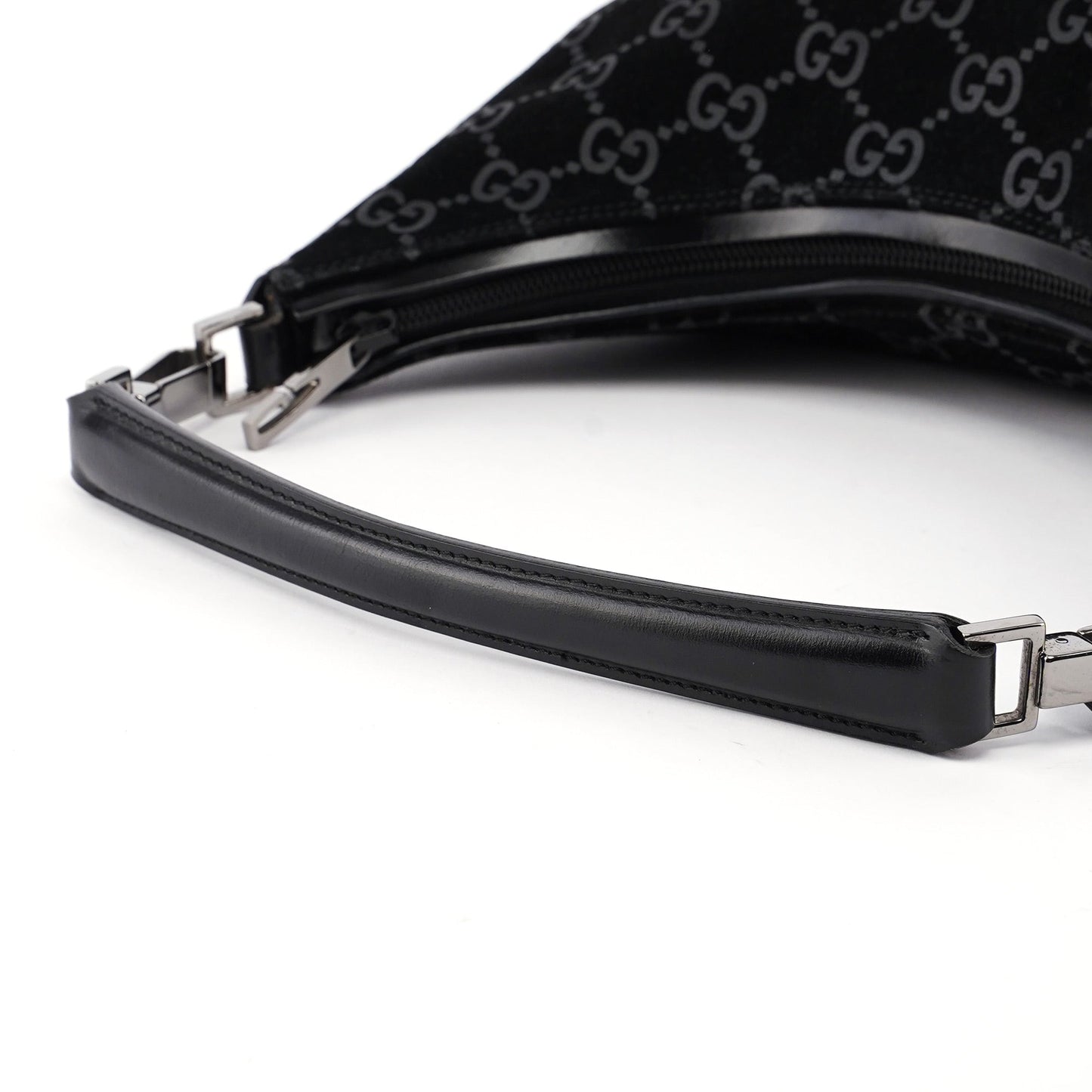 1997 Black Suede GG Shoulder Bag
