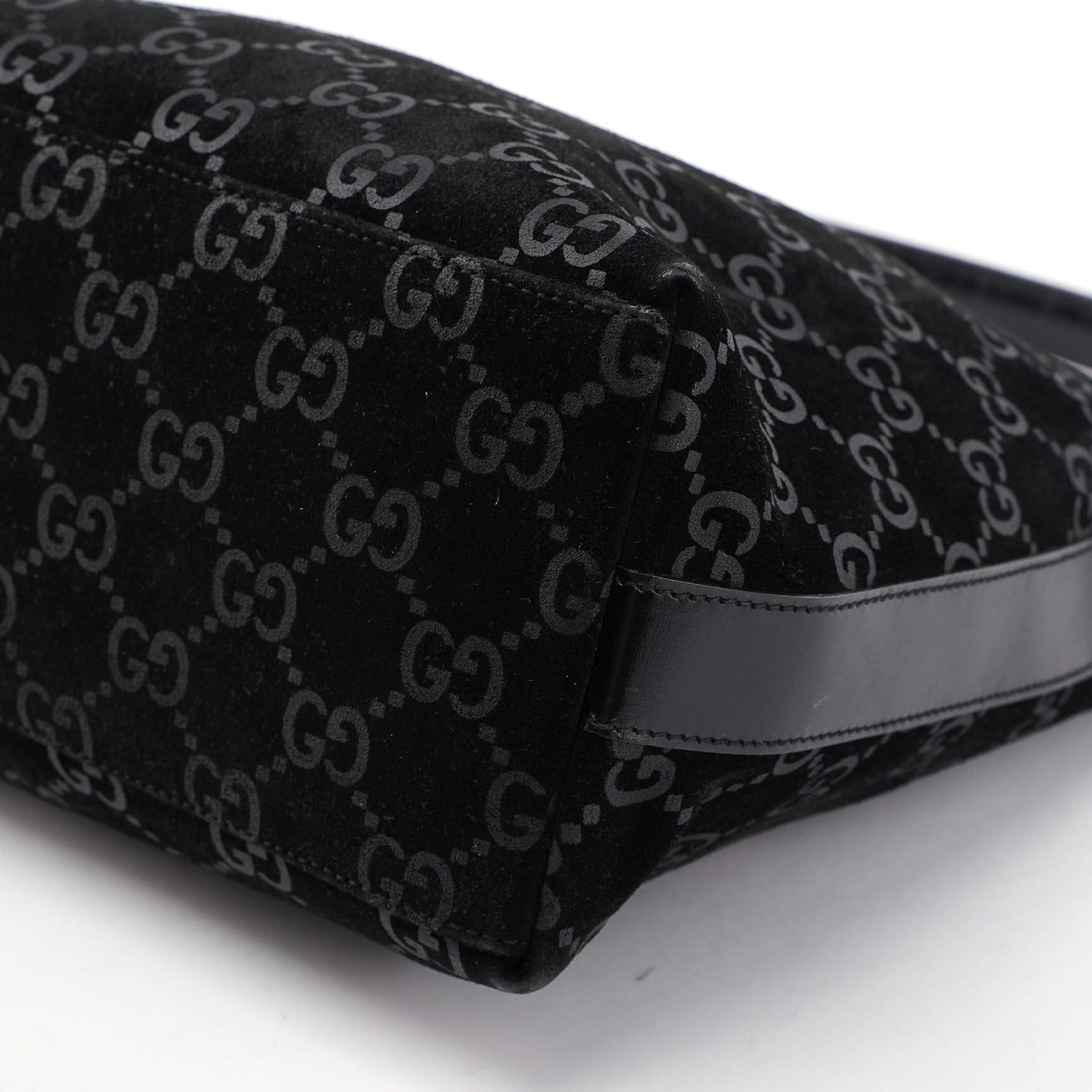 1997 Black Suede GG Shoulder Bag