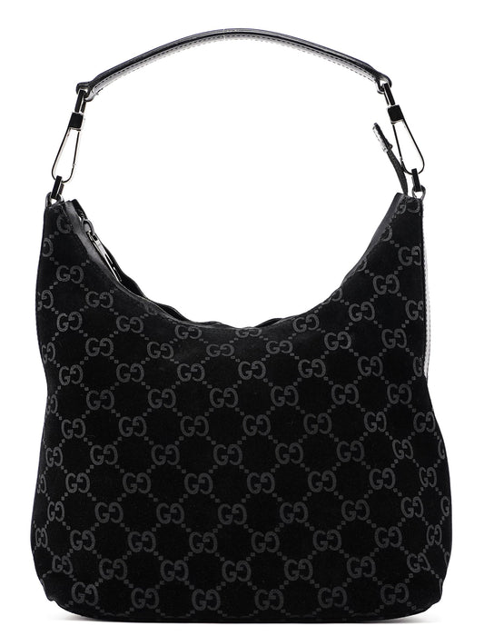1997 Black Suede GG Shoulder Bag