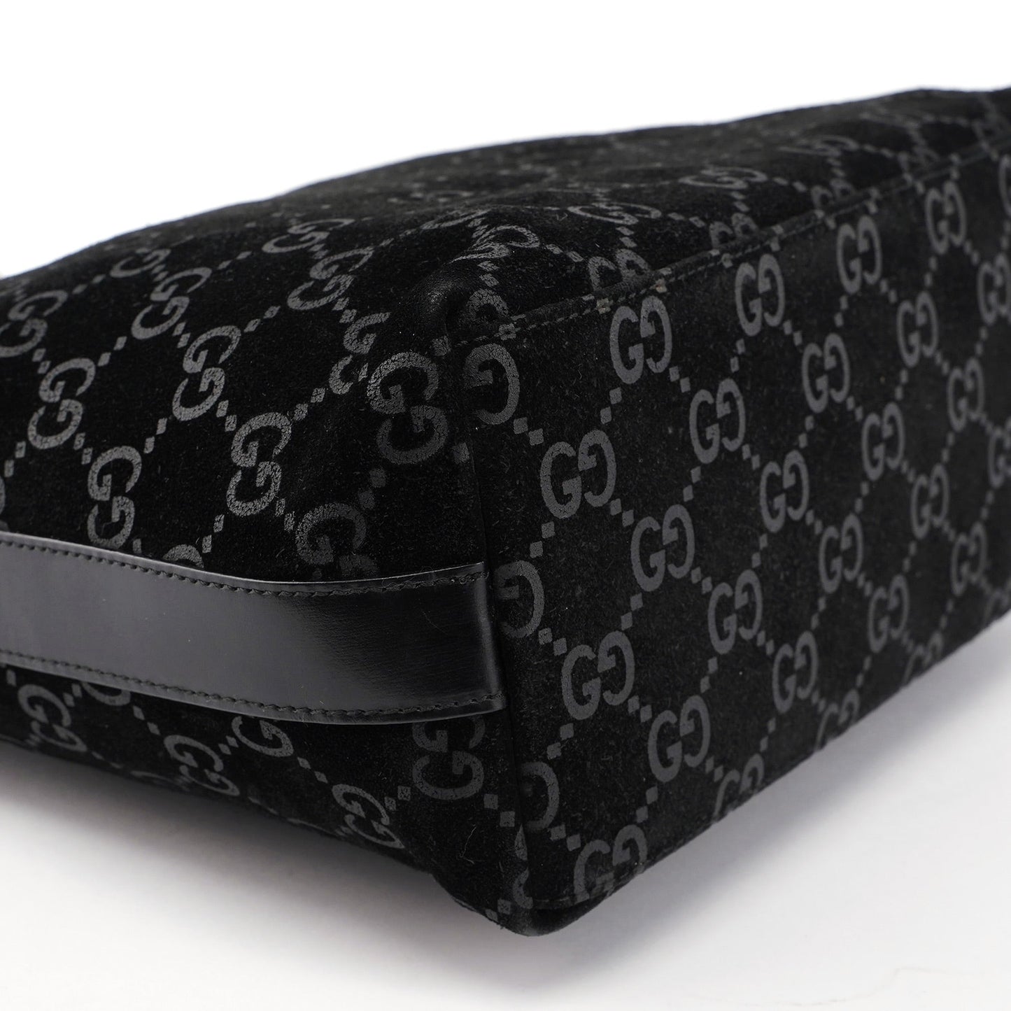 1997 Black Suede GG Shoulder Bag