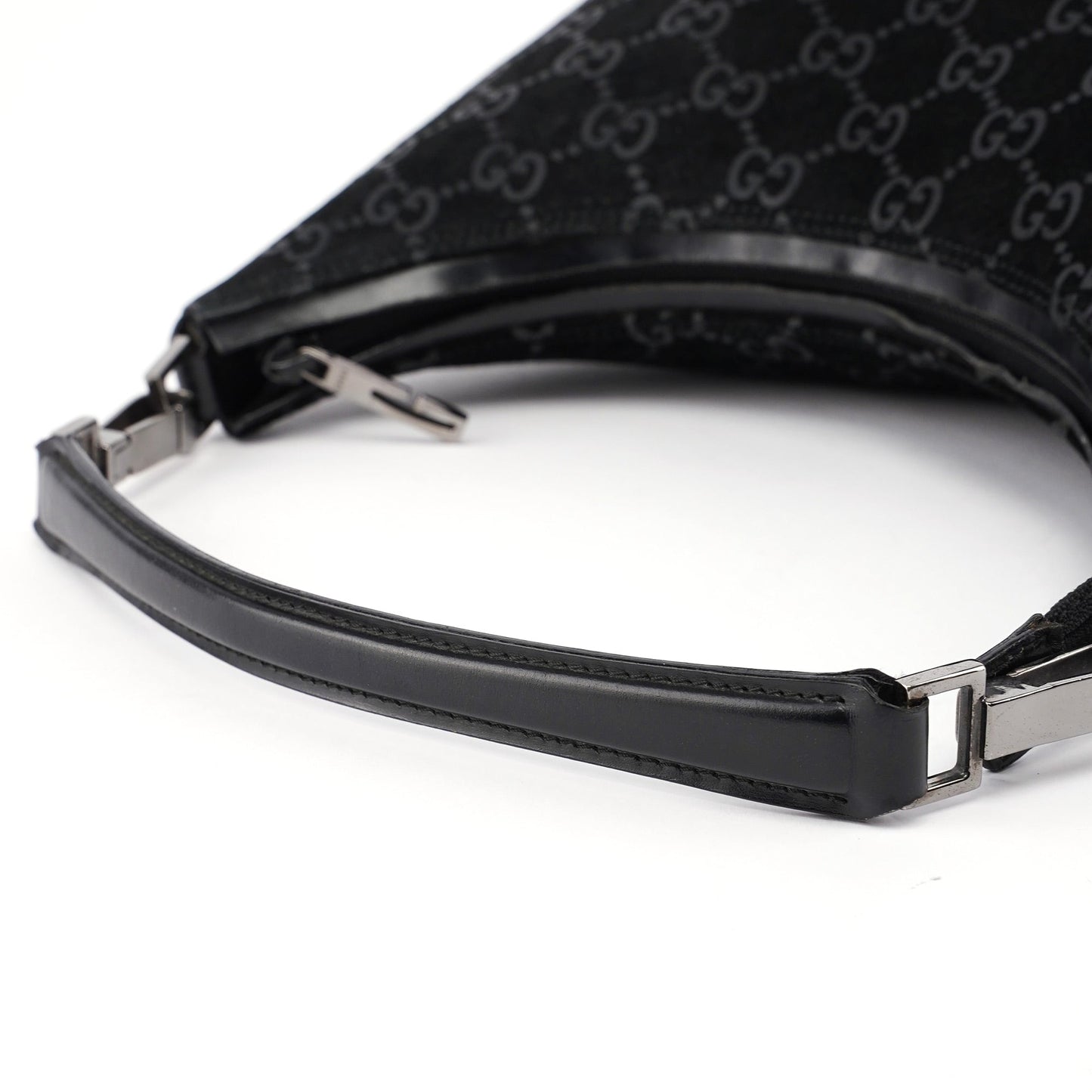 1997 Black Suede GG Shoulder Bag